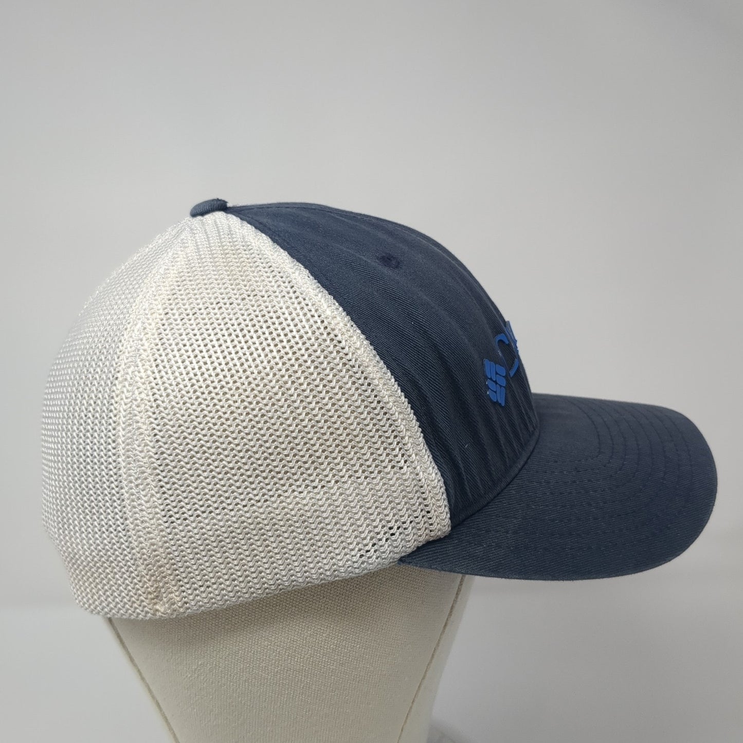Columbia Fitted Trucker Hat Blue One Size Lightweight Embroidered Mesh Back