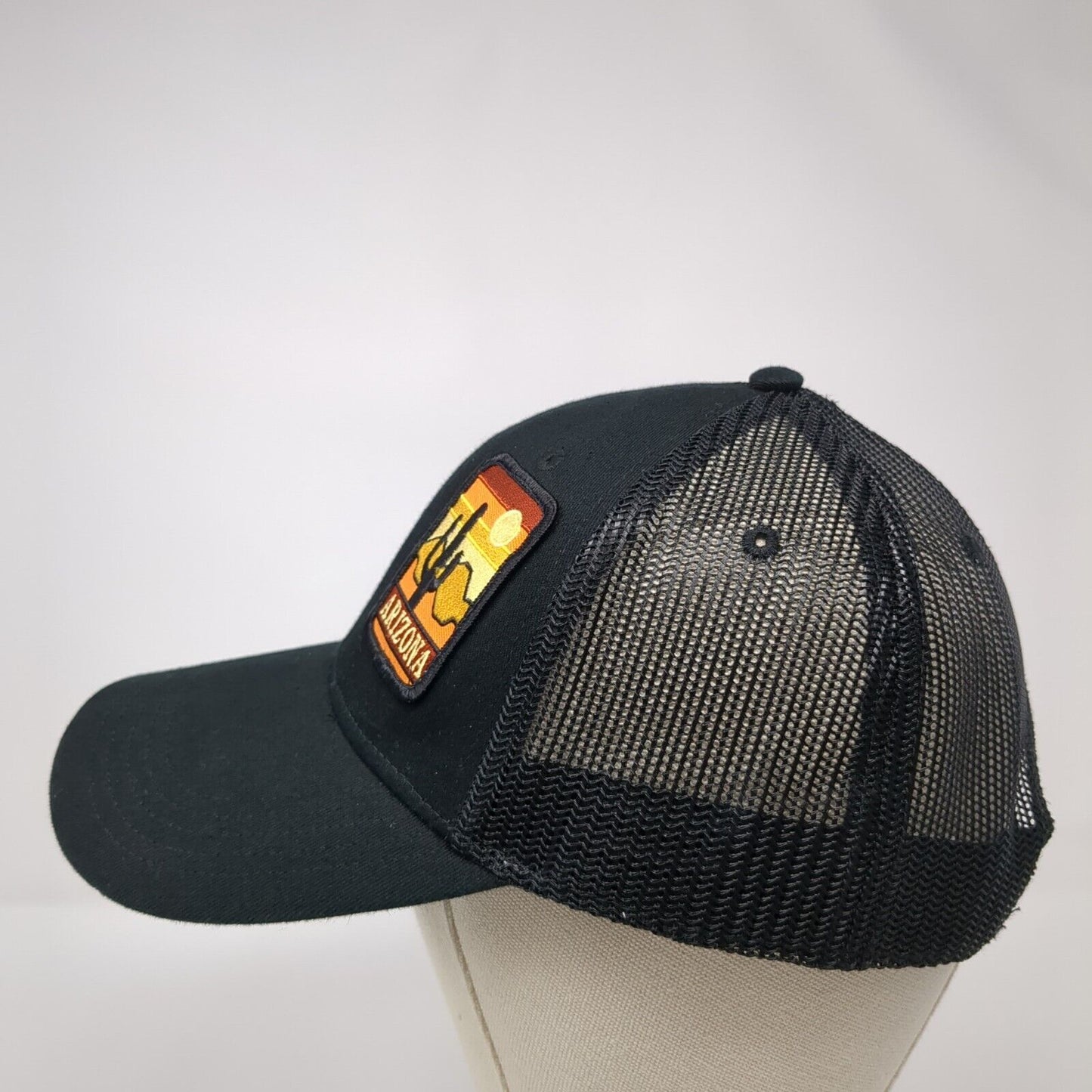 Arizona Patch Snapback Mesh Back Trucker Hat Black One Size Adjustable