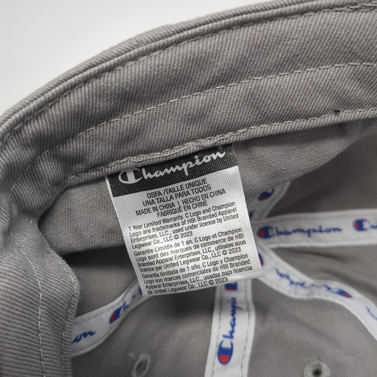 Champion Slideback Hat Gray One Size Solid Adjustable Outdoor 6 Panel