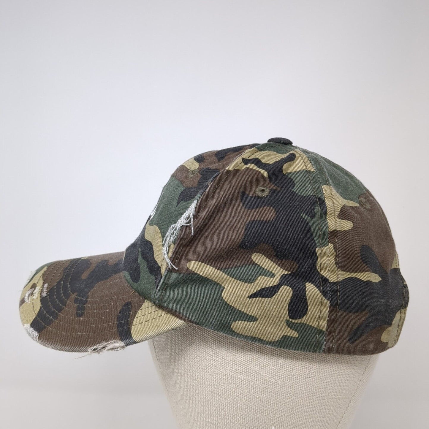 adpi Slideback Hat Camouflage OS Adjustable Embroidered Distressed District