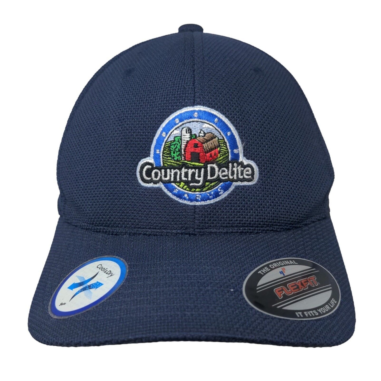 Country Delite Fitted Golf Hat Blue One Size Flex Fit Cool & Dry Embroidered