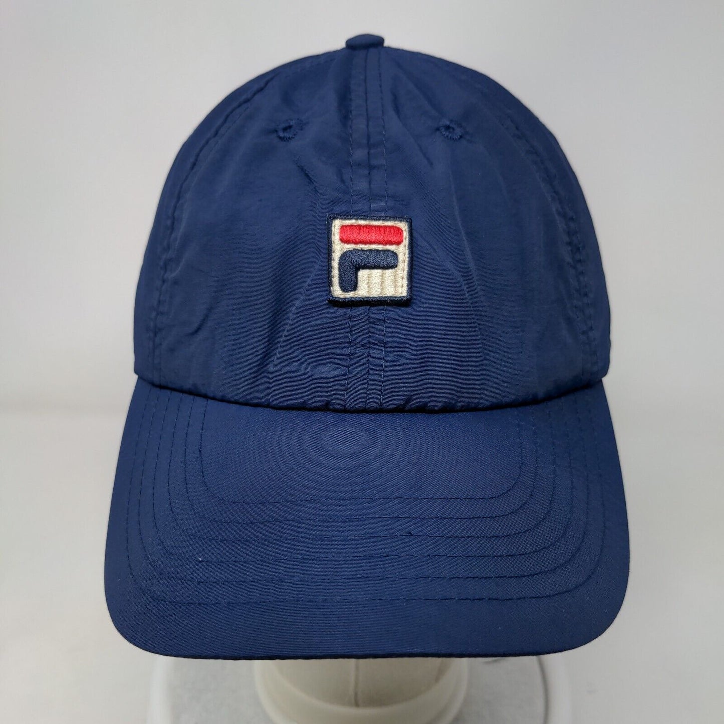 FILA Snapback Hat Blue One Size Adjustable Solid 6 Panel Vent Holes