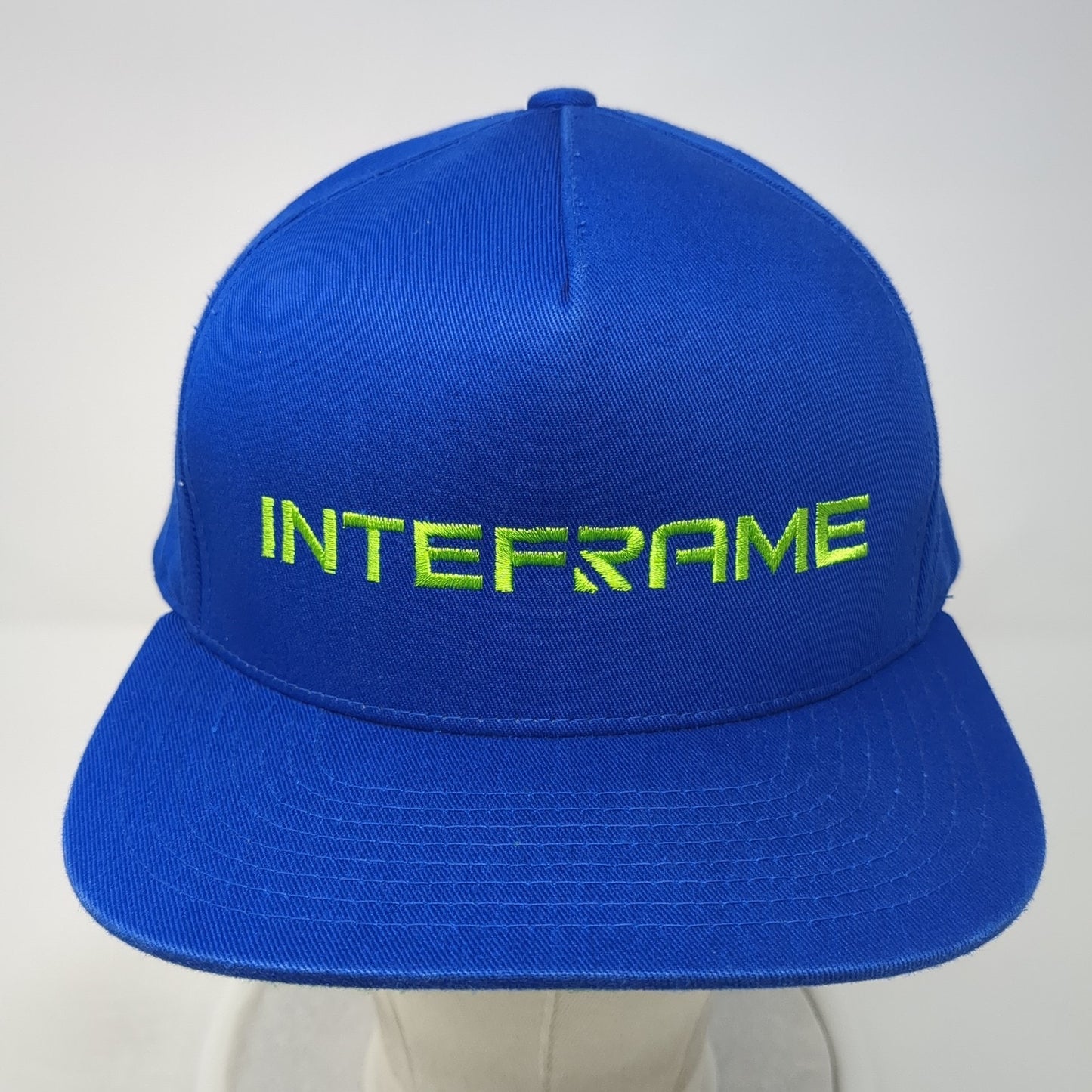 Interframe Snapback Hat Blue One Size Adjustable Embroidered Yupoong