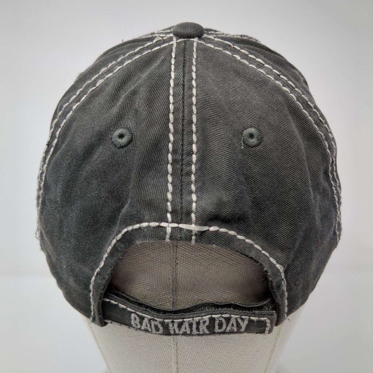 Bad Hair Day Strapback Hat Gray One Size Distressed KB ETHOS Vintage