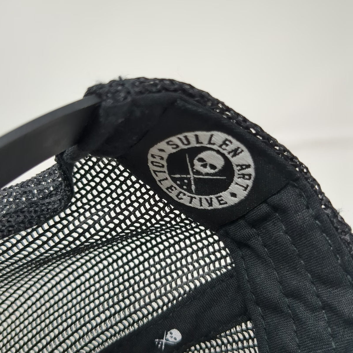 Sullen Art Collective Trucker Hat Black One Size Skull Paintbrush Mesh Snapback