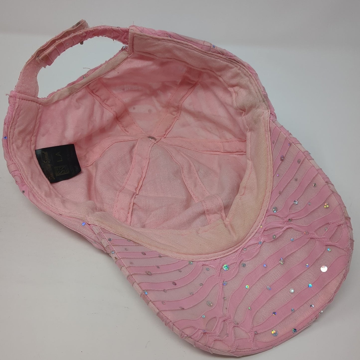 Rhinestone Bling Strapback Hat Pink One Size Adjustable Something Special