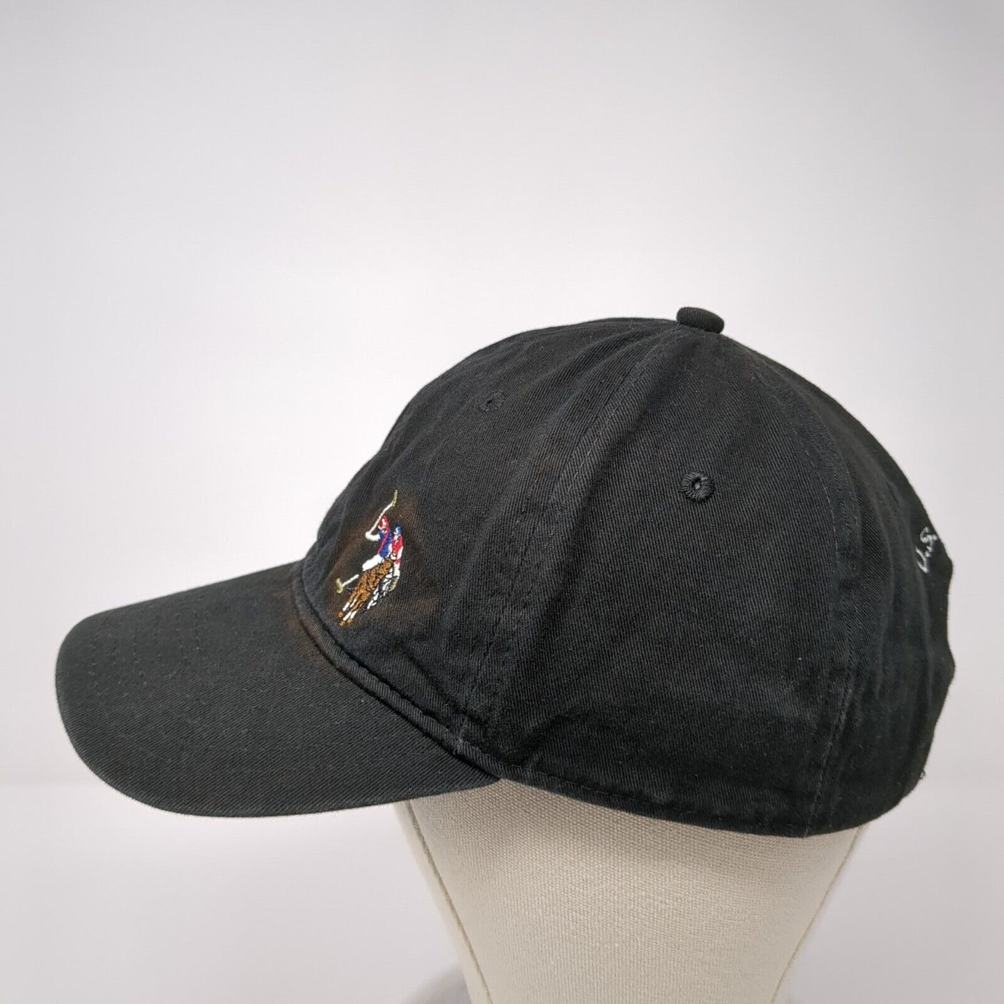 US Polo Assn Slideback Hat Black OS Adjustable Embroidered Patriotic 6 Panel