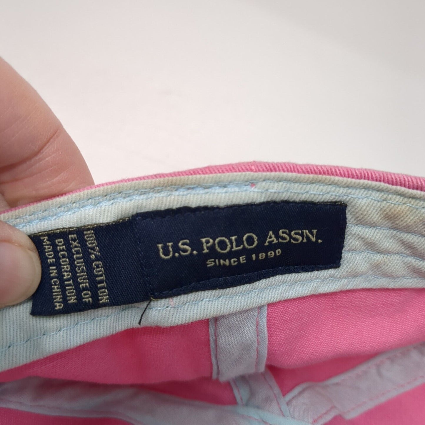 US Polo Assn Slideback Hat Pink One Size Adjustable Embroidered 6 Panel Cotton