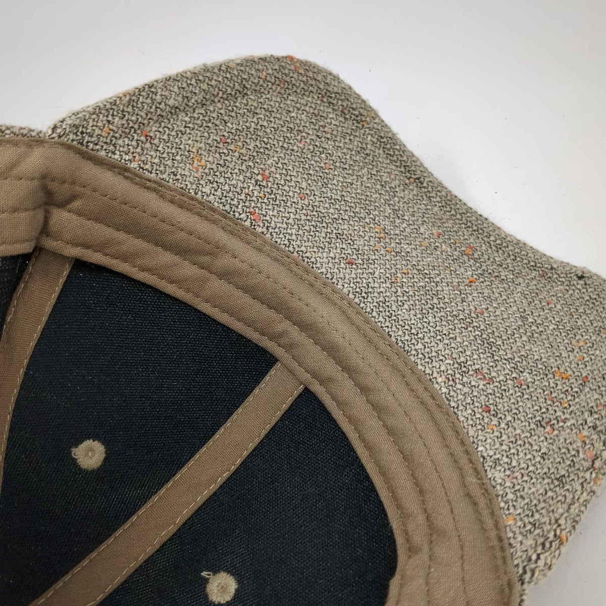 C.C Baseball Cap Brown One Size Speckled Flecked Tweed Fabric Slideback Hat