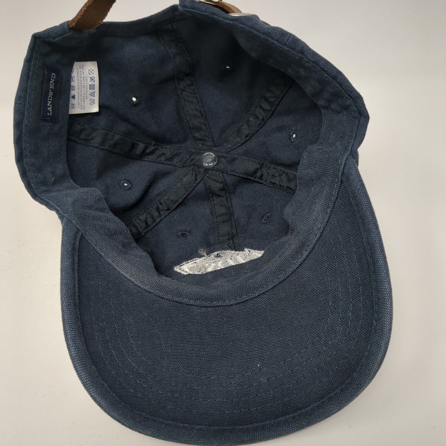 TDS Slideback Hat Blue One Size Adjustable Leather Strap Lands' End