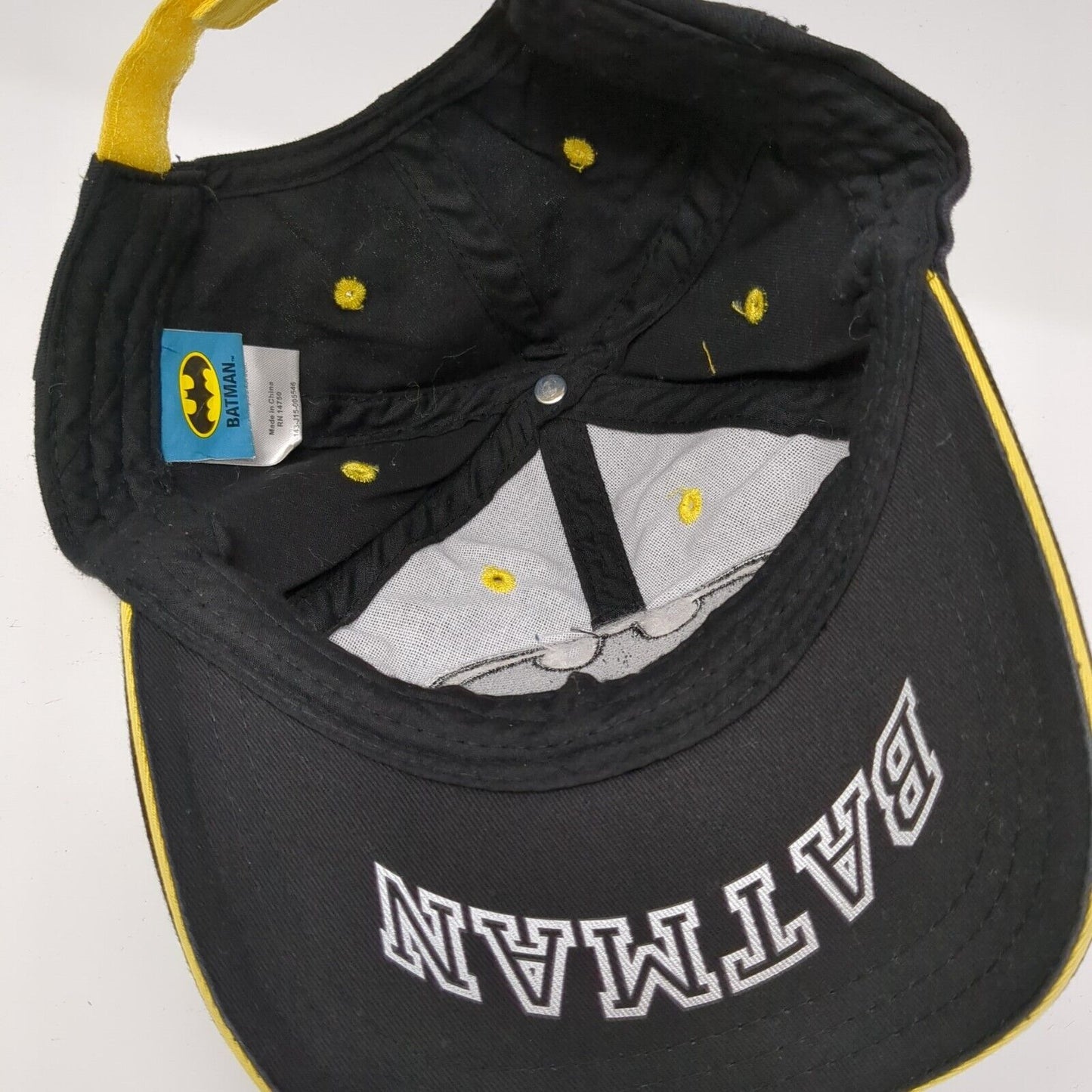 Batman Strapback Hat Black One Size Adjustable 6 Panel Embroidered
