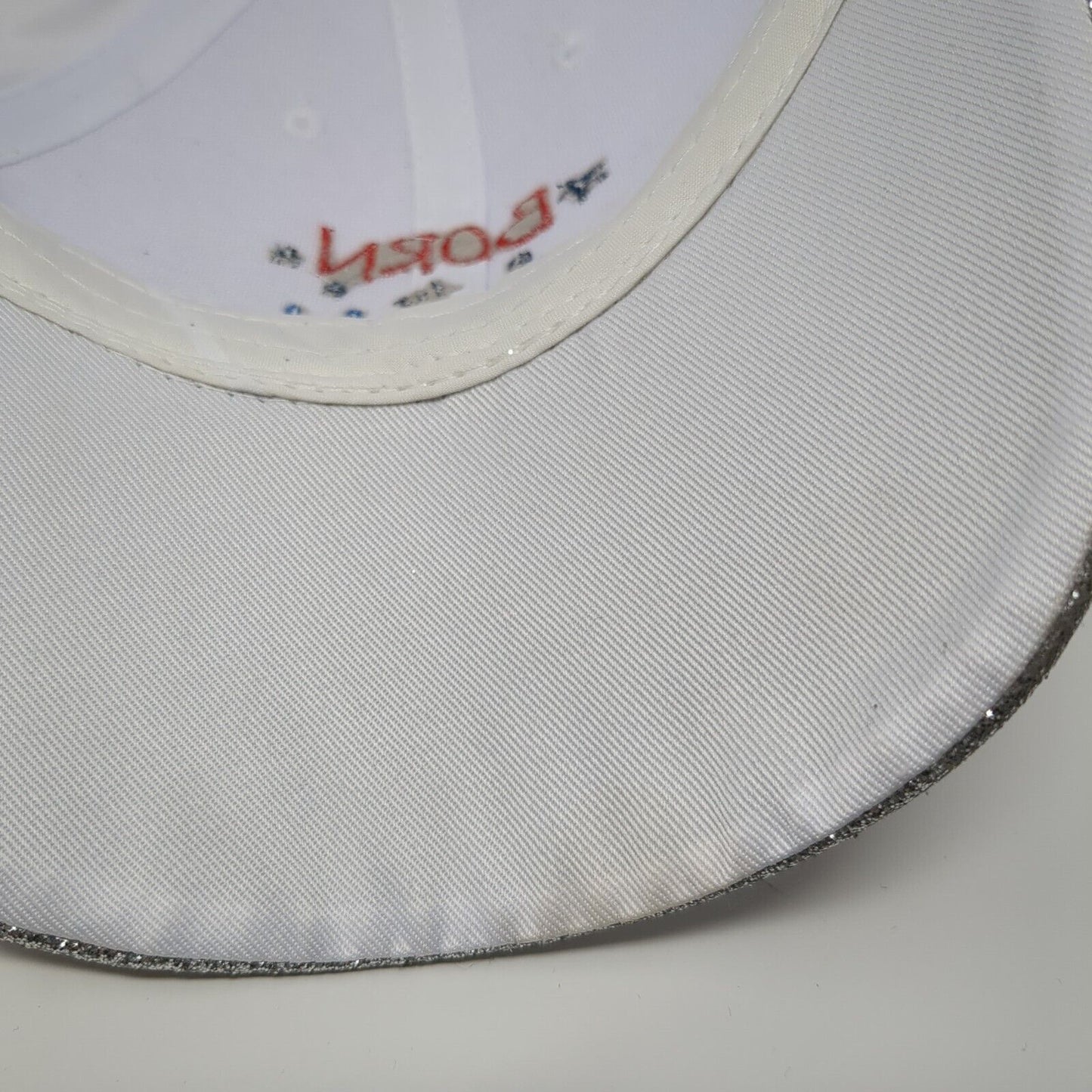 Born To Sparkle Strapback Hat White One Size Adjustable Glitter Embroidered