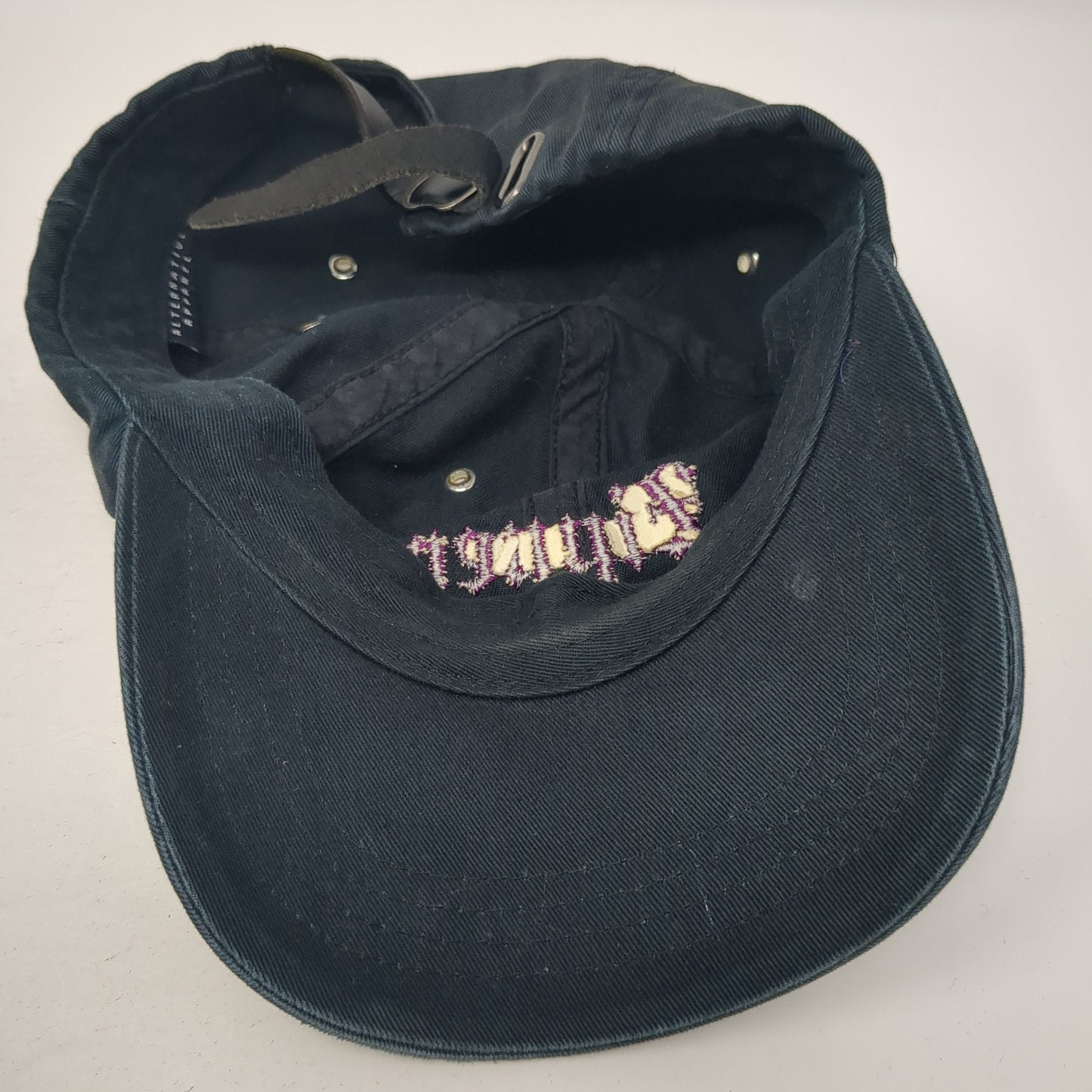 Zipper Slideback Hat Black One Size Adjustable Embroidered Alternative