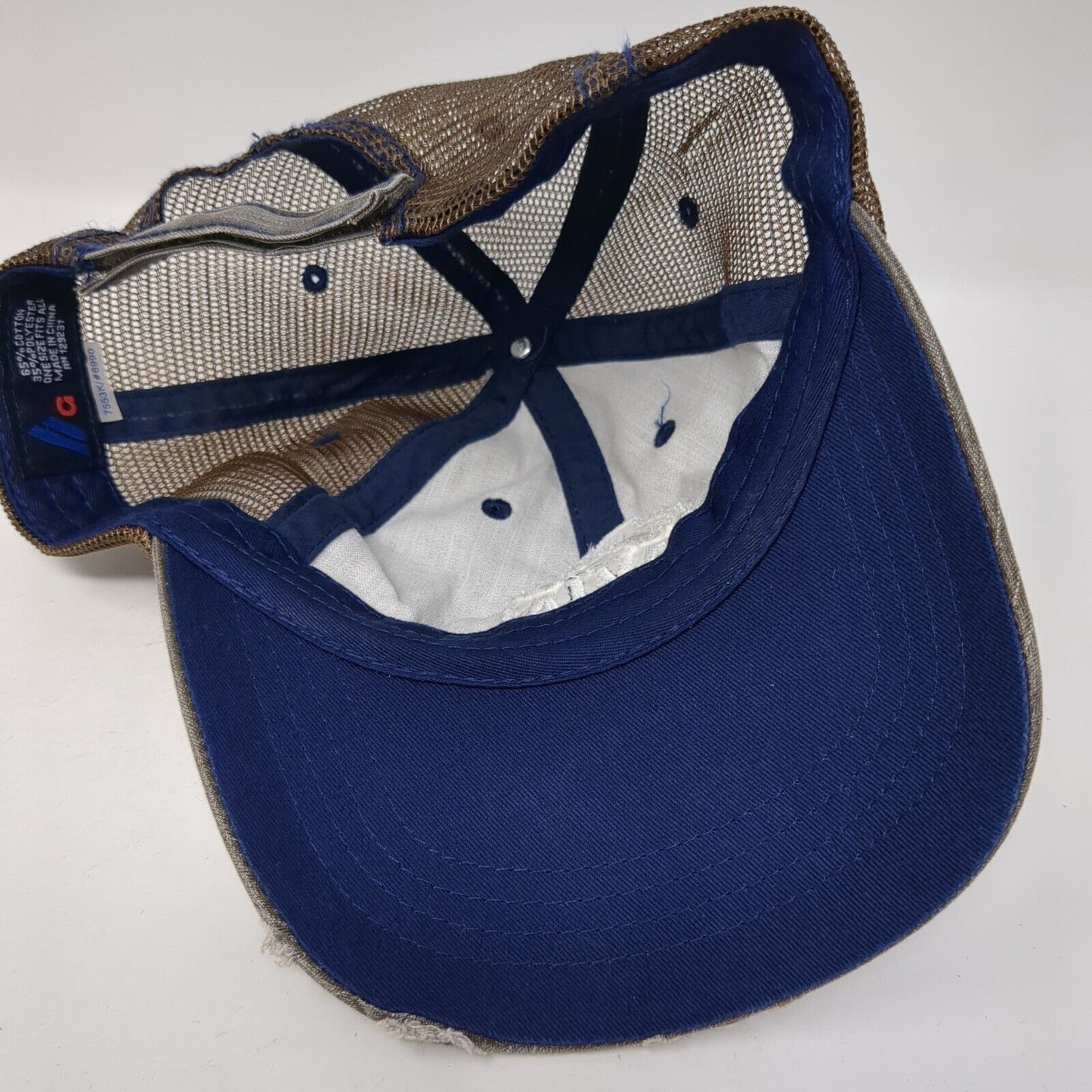Aviators Strapback Trucker Hat Brown One Size Adjustable Distressed Mesh Back