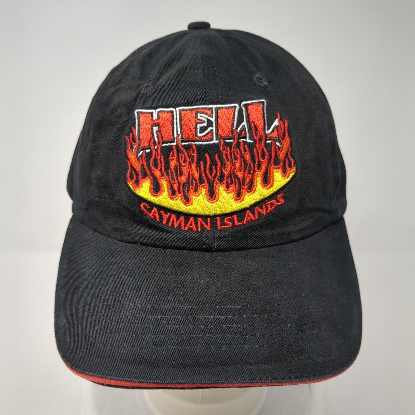Hell Cayman Islands Slideback Hat Black One Size Adjustable Embroidered Cotton