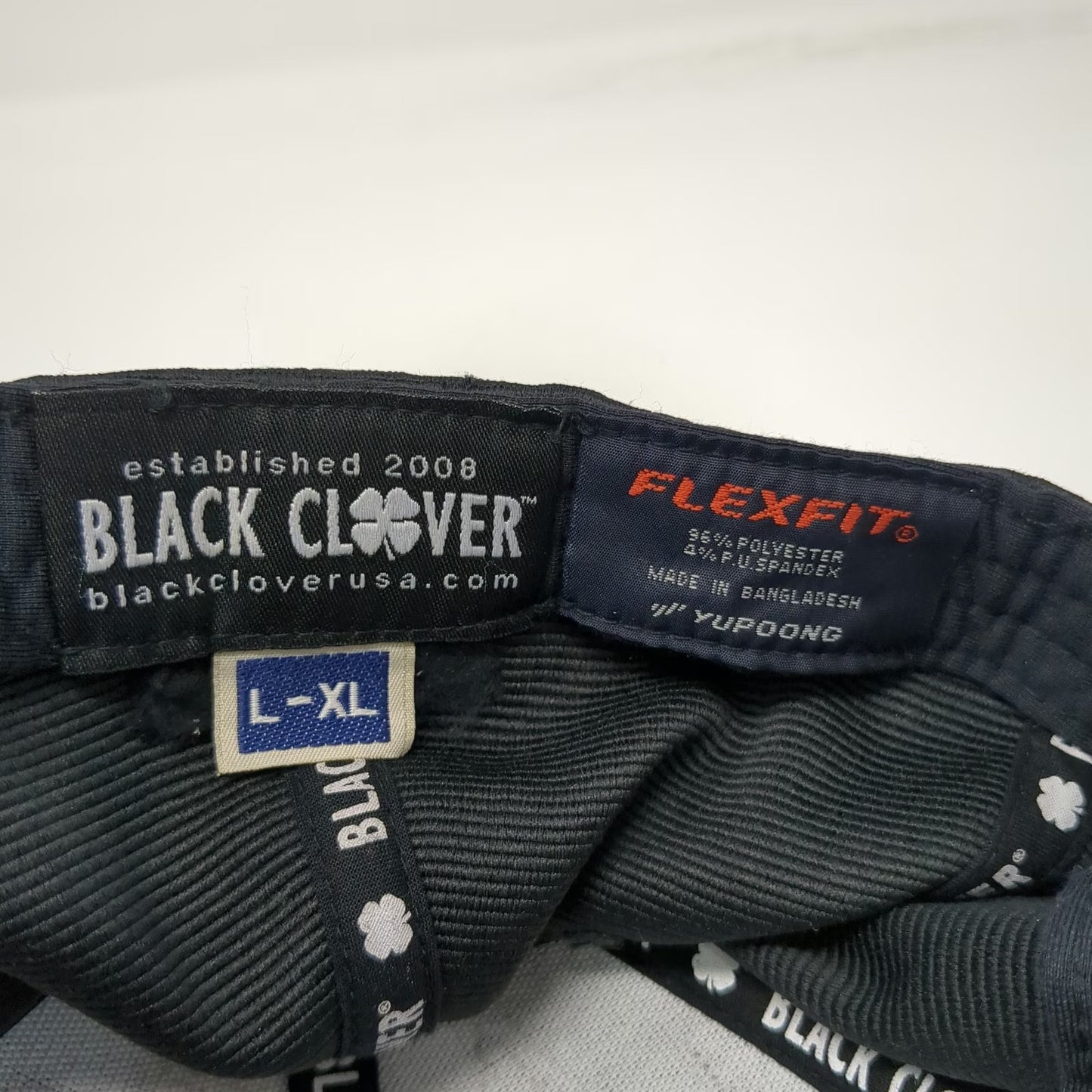 Black Clover Baseball Cap Black XL Fitted Flexfit Rawlings Patch Live Lucky Hat