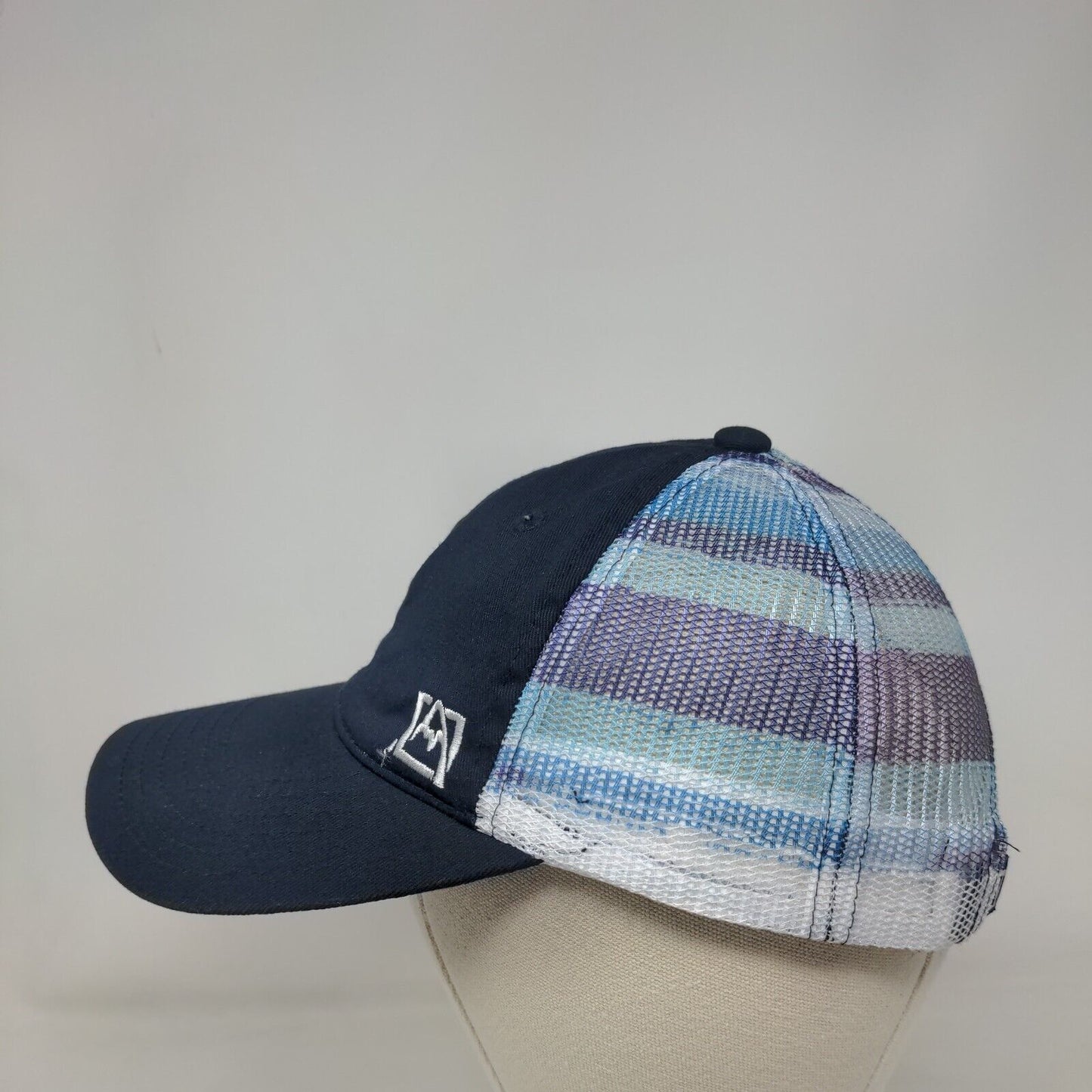 Avalanche Snapback Mesh Back Trucker Hat Blue One Size Striped 6 Panel