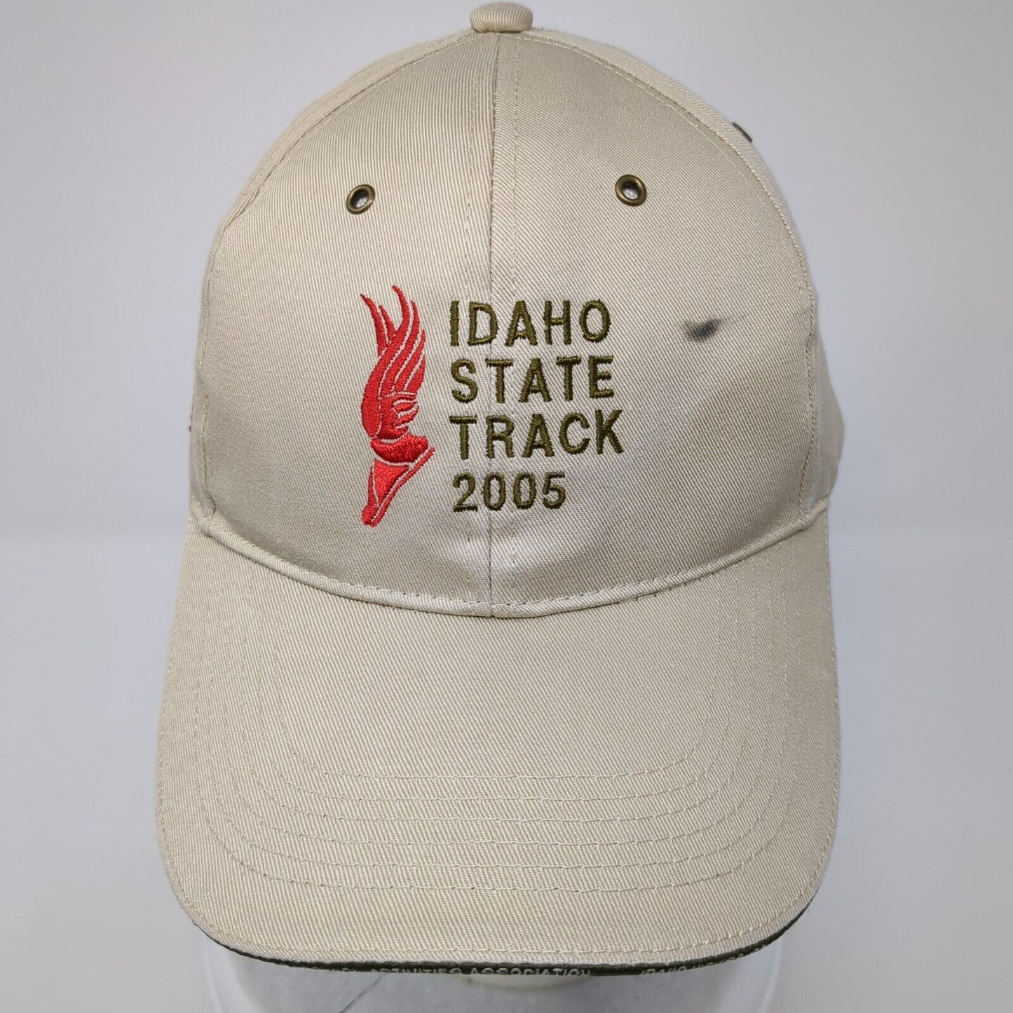 Idaho State Track 2005 Slideback Hat Tan One Size Embroidered USA Flag