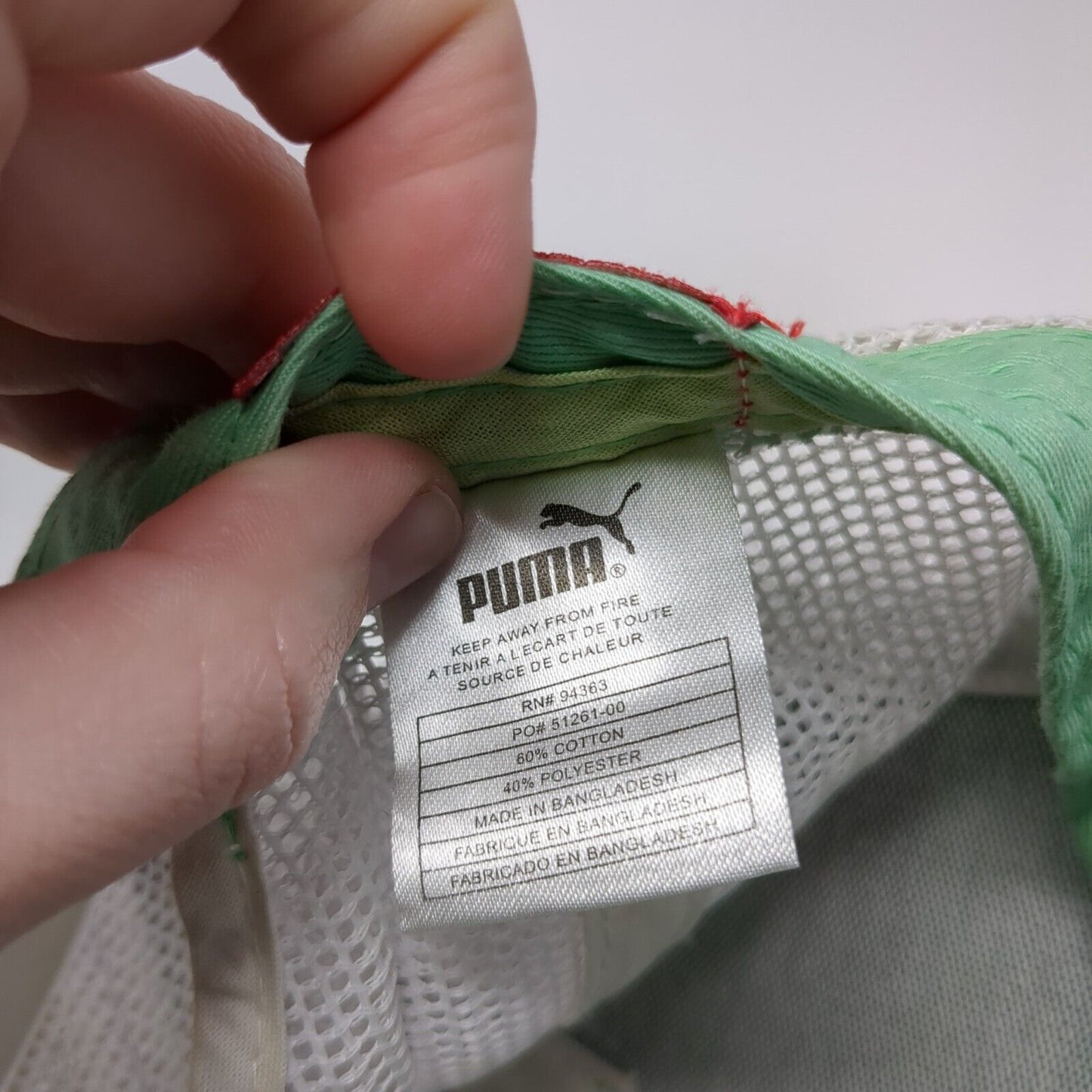 PUMA Snapback Trucker Hat Green One Size Adjustable Striped Mesh Back