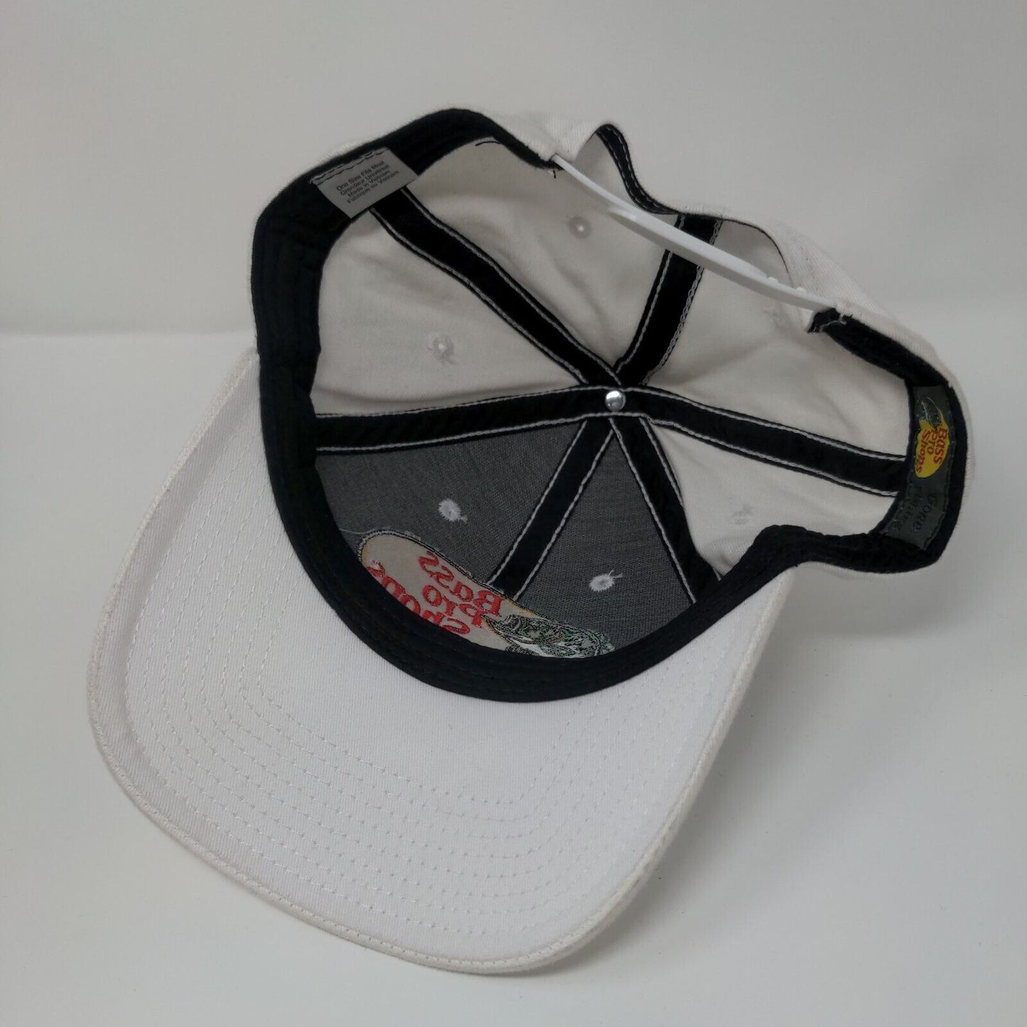 Bass Pro Shops Snapback Hat White OSFM Solid Gone Fishing Embroidered