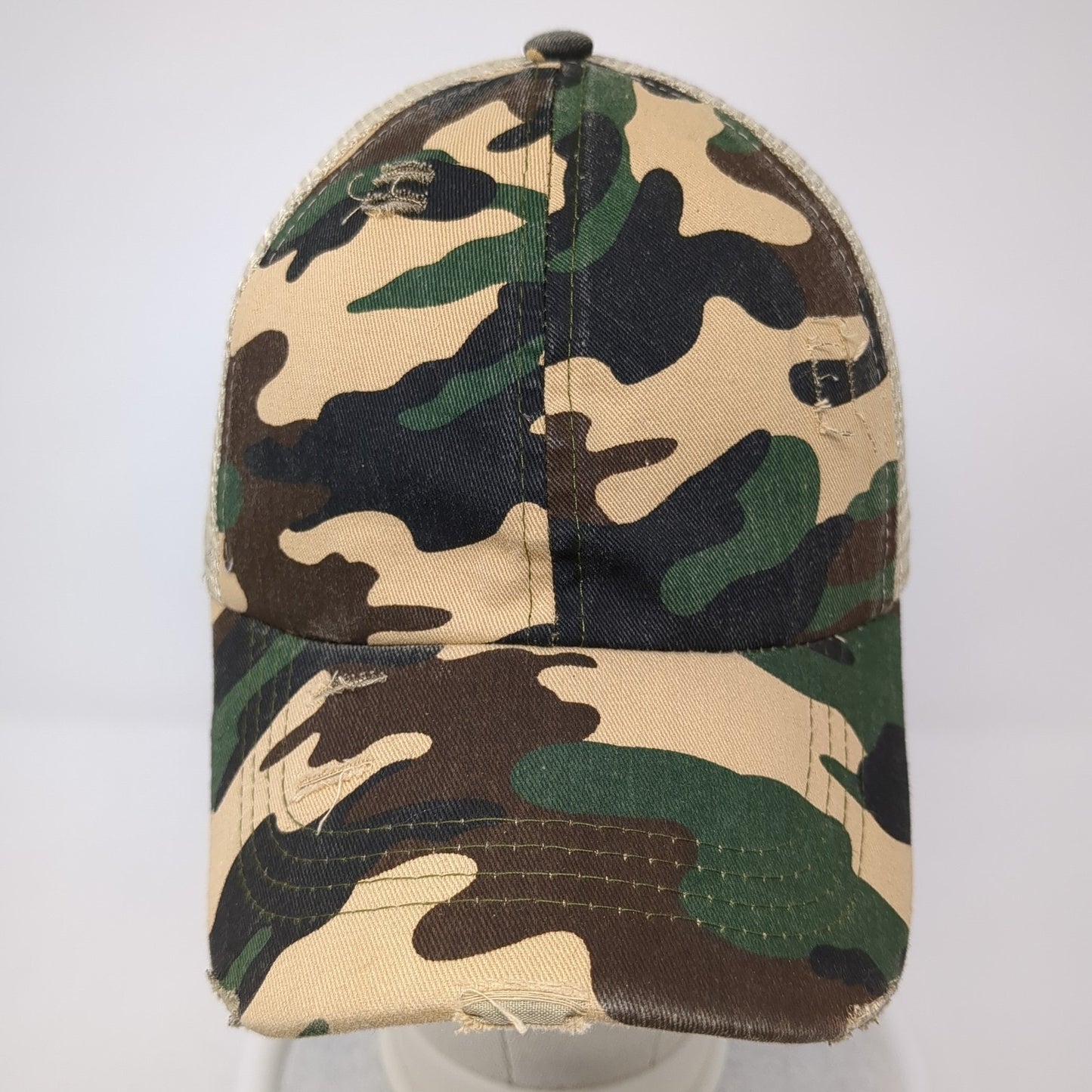 Unbranded Strapback Trucker Hat Multi Camo One Size Mesh Back Ponytail
