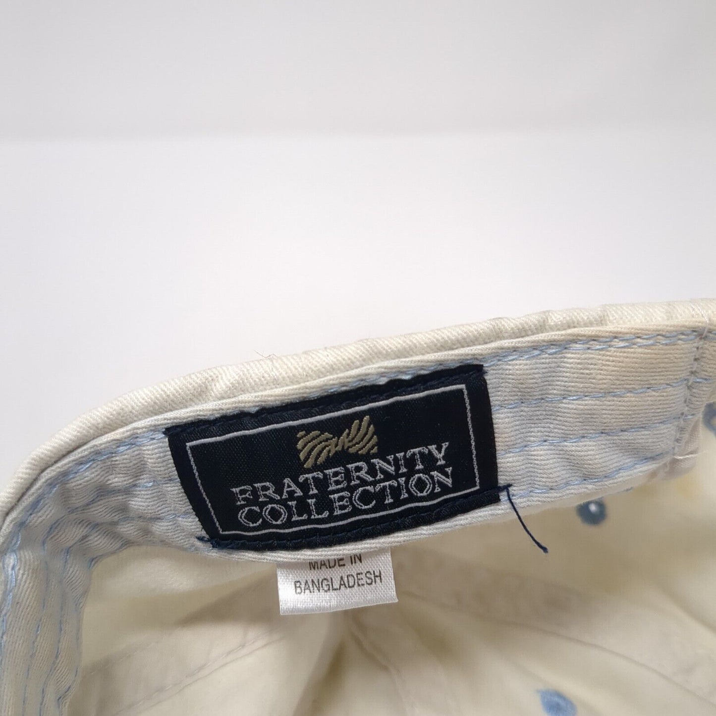 Fraternity Collection Slideback Hat White One Size Adjustable Embroidered Cotton