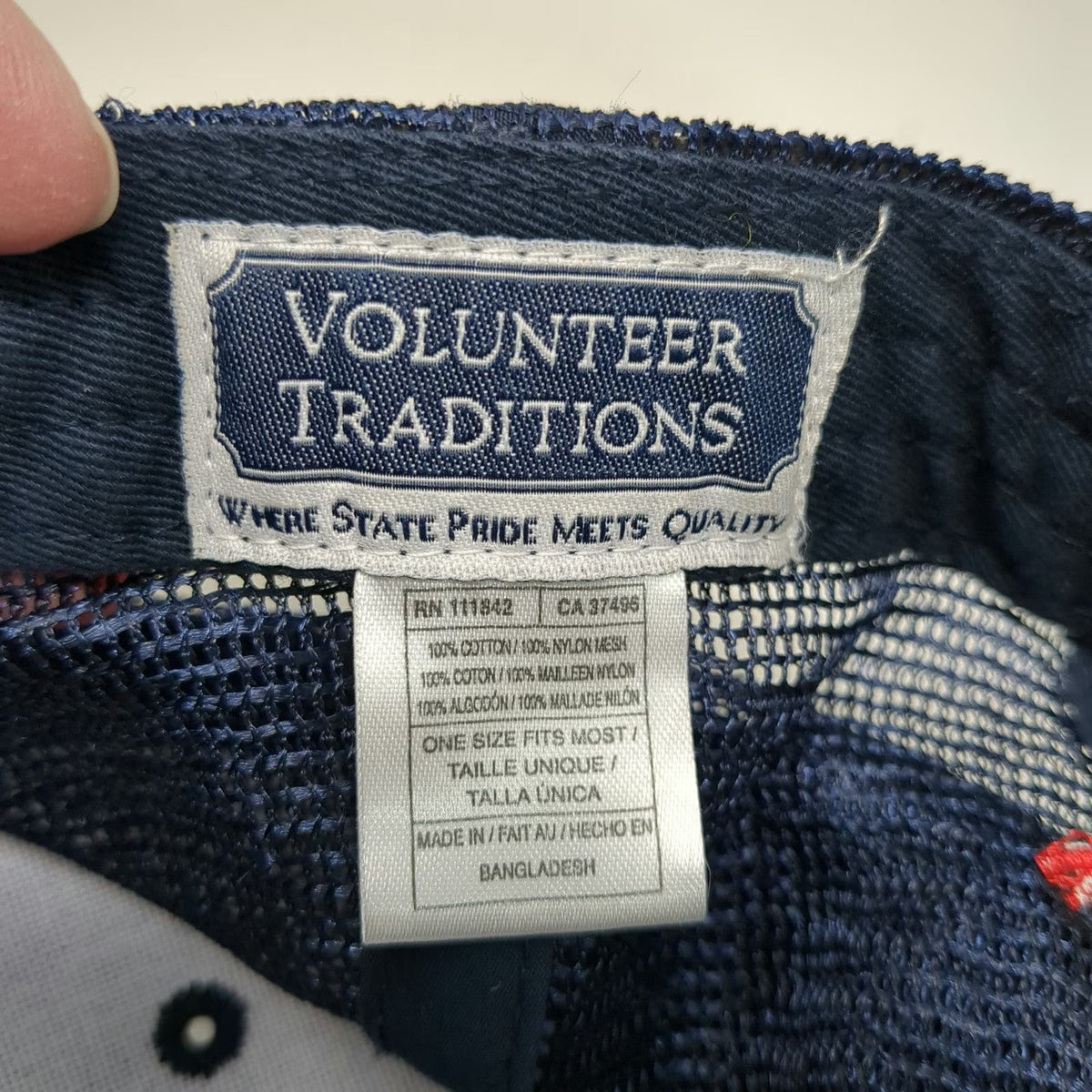 Volunteer Traditions Trucker Hat Blue One Size Tennessee State Flag Tristar Mesh