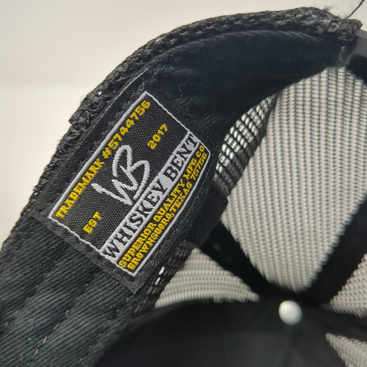 Whiskey Bent Company Trucker Hat Black One Size Braided Rope Patch Mesh Snapback