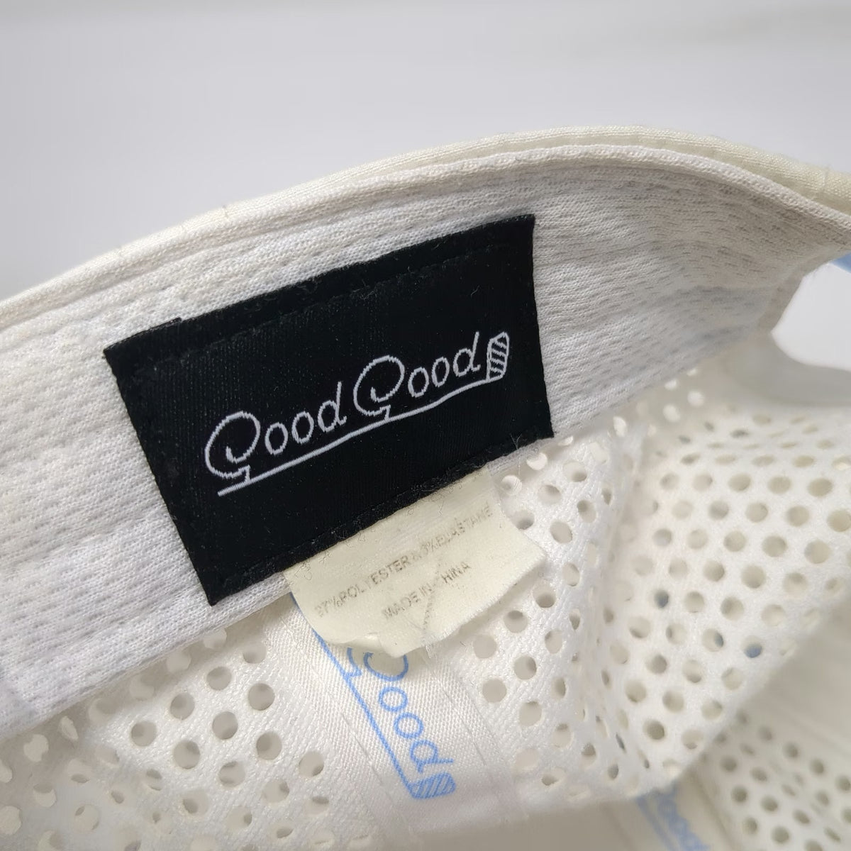 Good Good Golf White Trucker Hat One Size Blue Rope Script Mesh Back Snapback