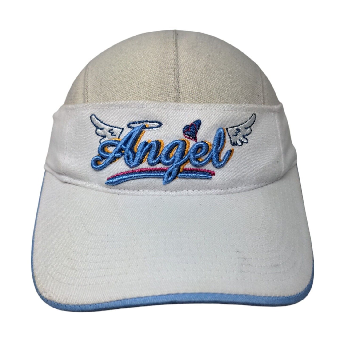 Angel Strapback Sun Visor Hat White One Size Embroidered New Vibe