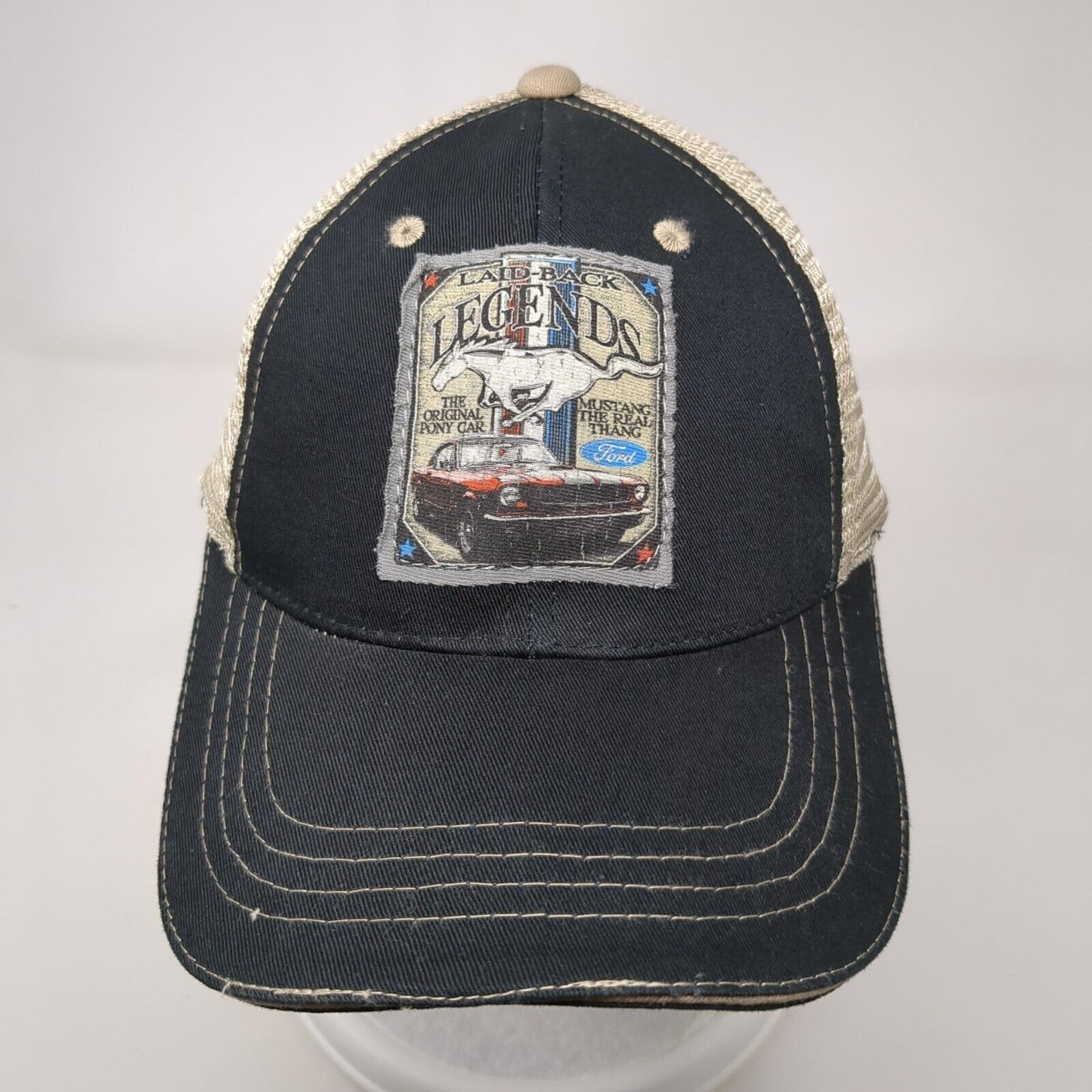 Laid-Back Legends Ford Mustang Strapback Hat Black OSFA Adjustable Mesh Cobra