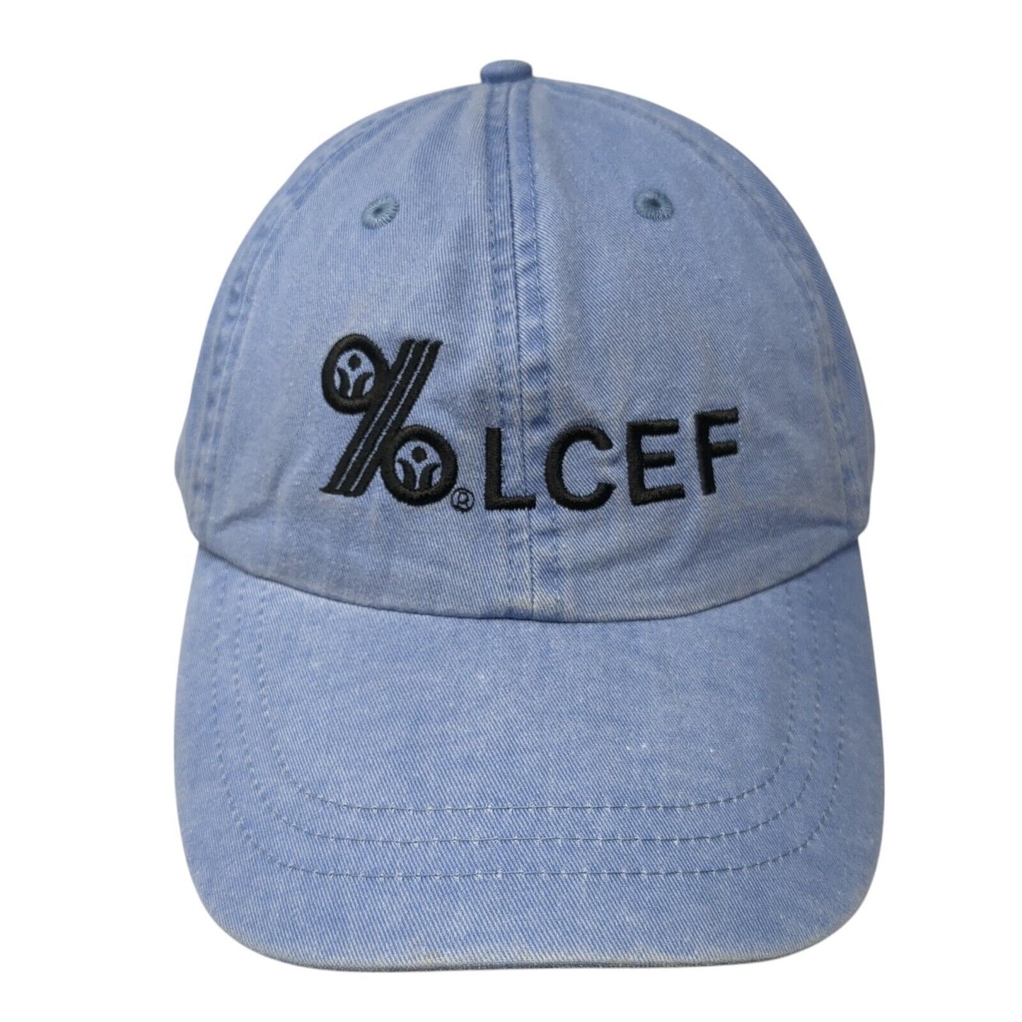 LCEF Slideback Hat Blue One Size Adjustable Leather Strap Adams 6 Panel