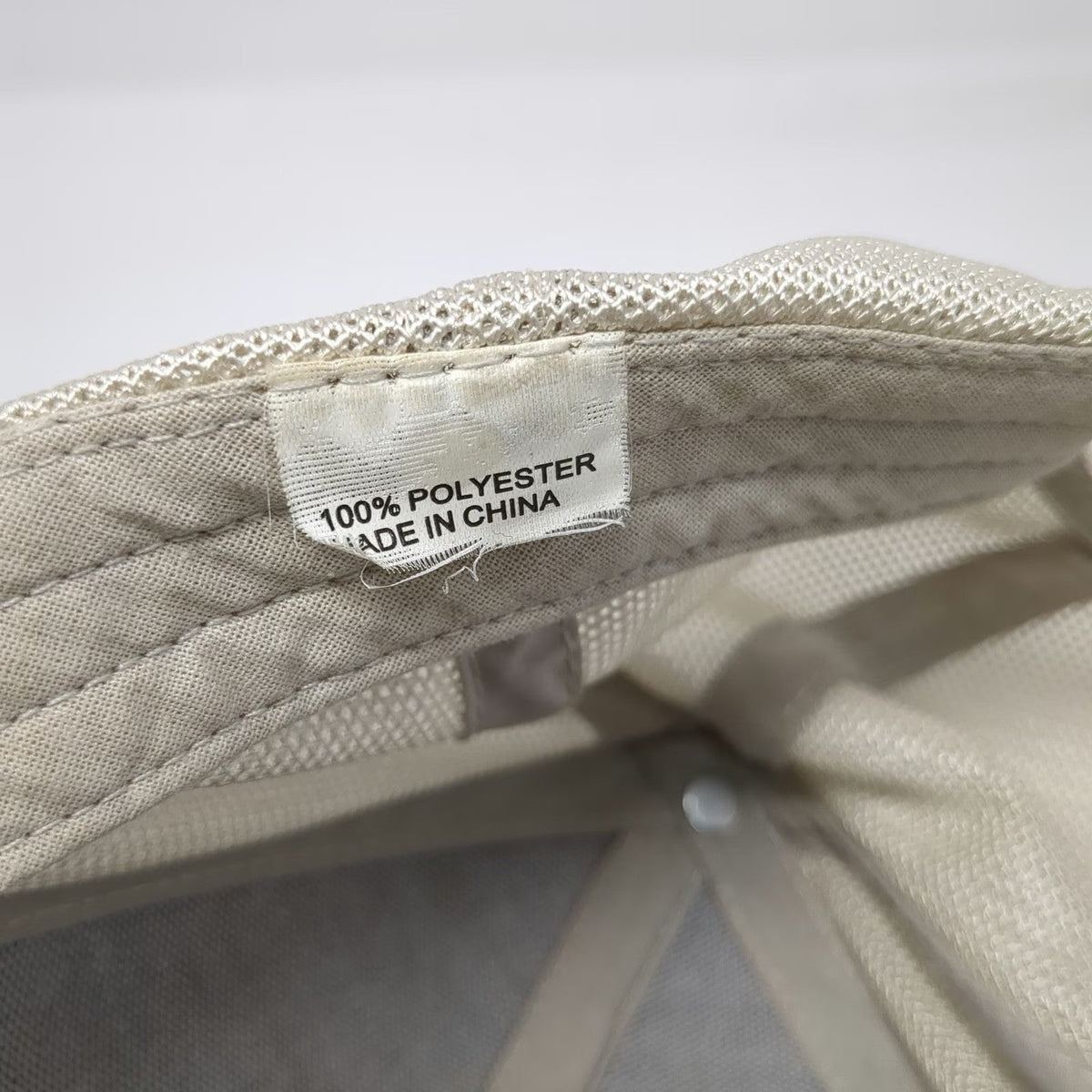 Baseball Cap Beige One Size Mesh Back Strapback Circle T Logo Polyester Hat 1939