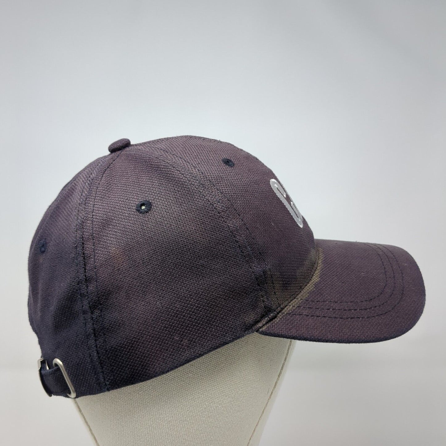CAT Slideback Hat Blue One Size Adjustable Embroidered Vented Holes 6 Panel