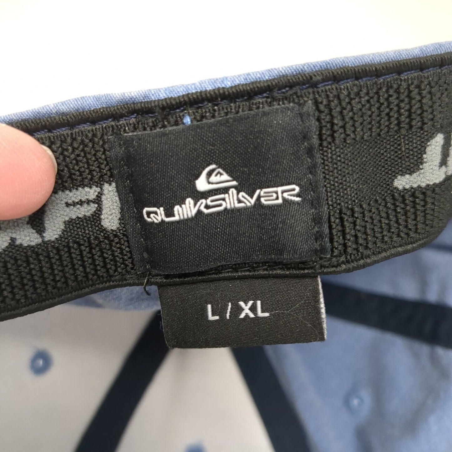 Quiksilver Flexfit Fitted Hat Blue L/XL Lightweight Embroidered Vented Holes