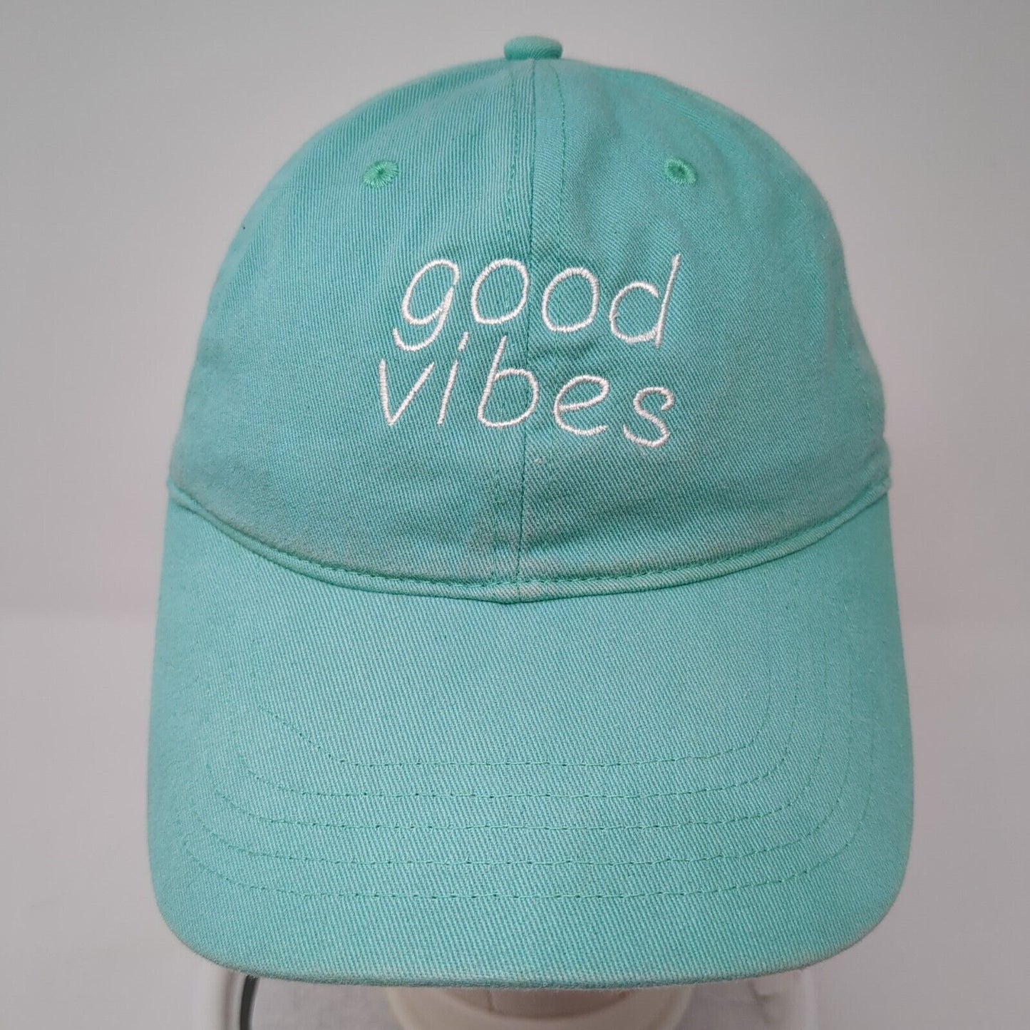 Good Vibes Slideback Hat Blue One Size Adjustable Embroidered 6 Panel WB