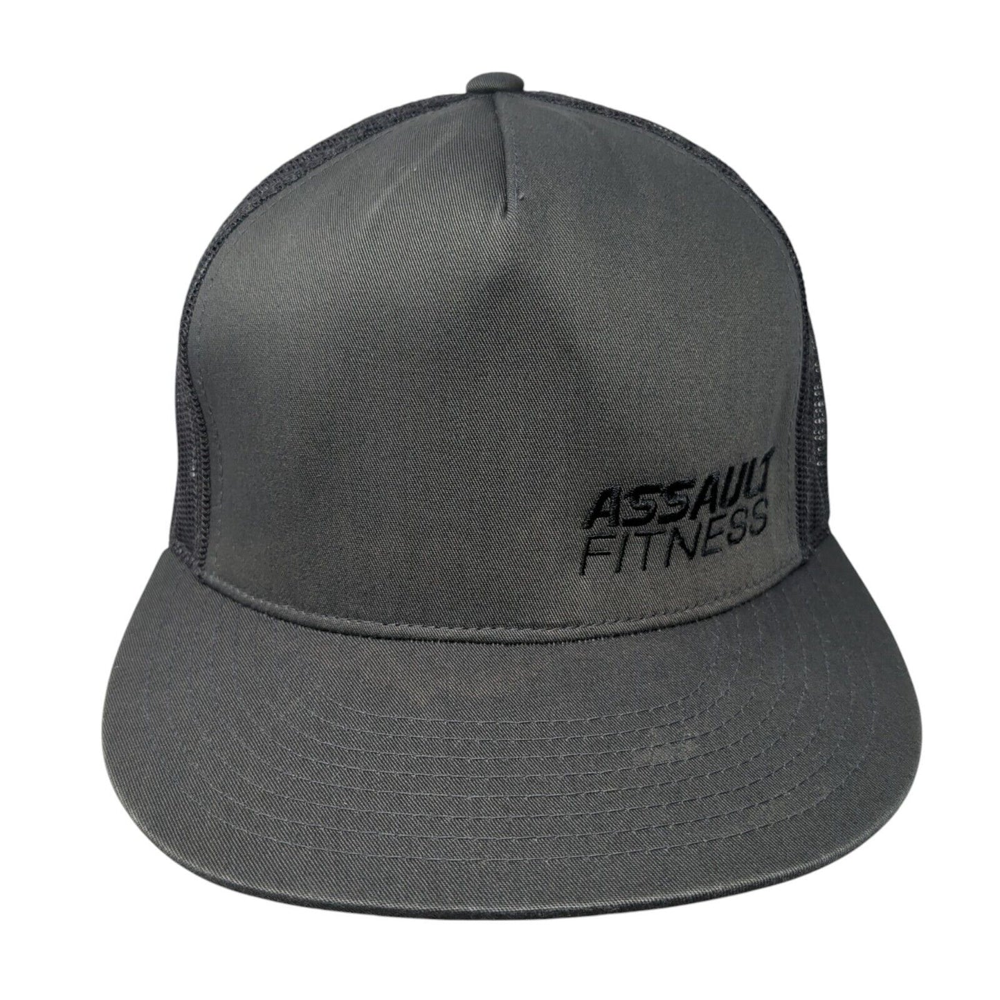 Assault Fitness Snapback Trucker Hat Gray OS Adjustable Mesh Classics Yupoong