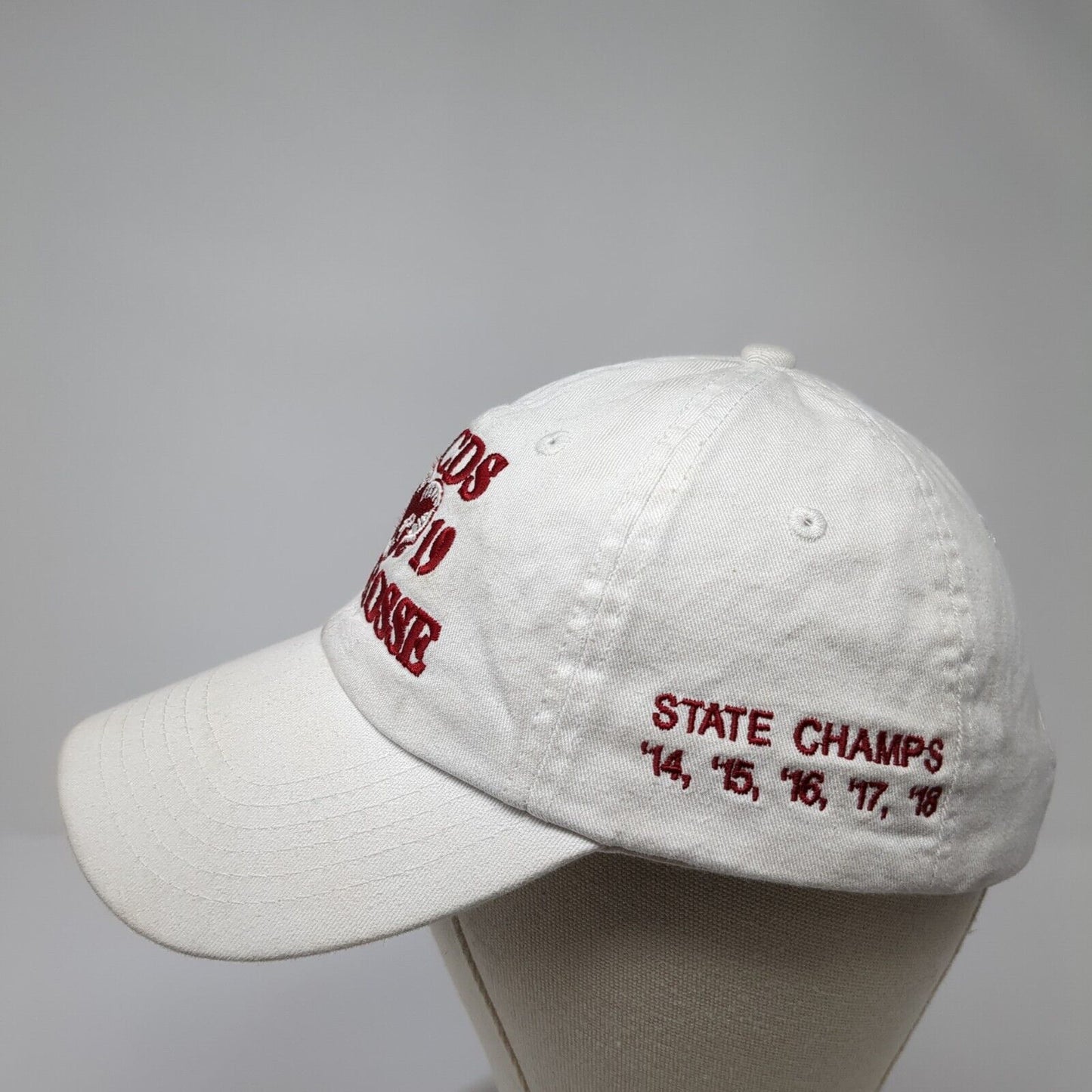 Micds 2019 Lacrosse State Champs Slideback Hat White OS Adjustable Embroidered