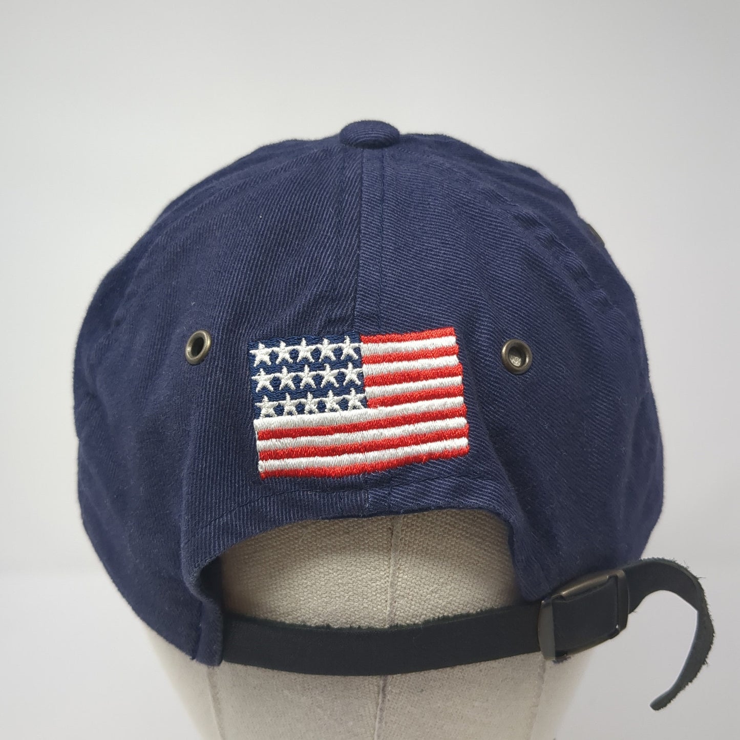 USA American Flag Slideback Hat Blue One Size Adjustable Leather Strap