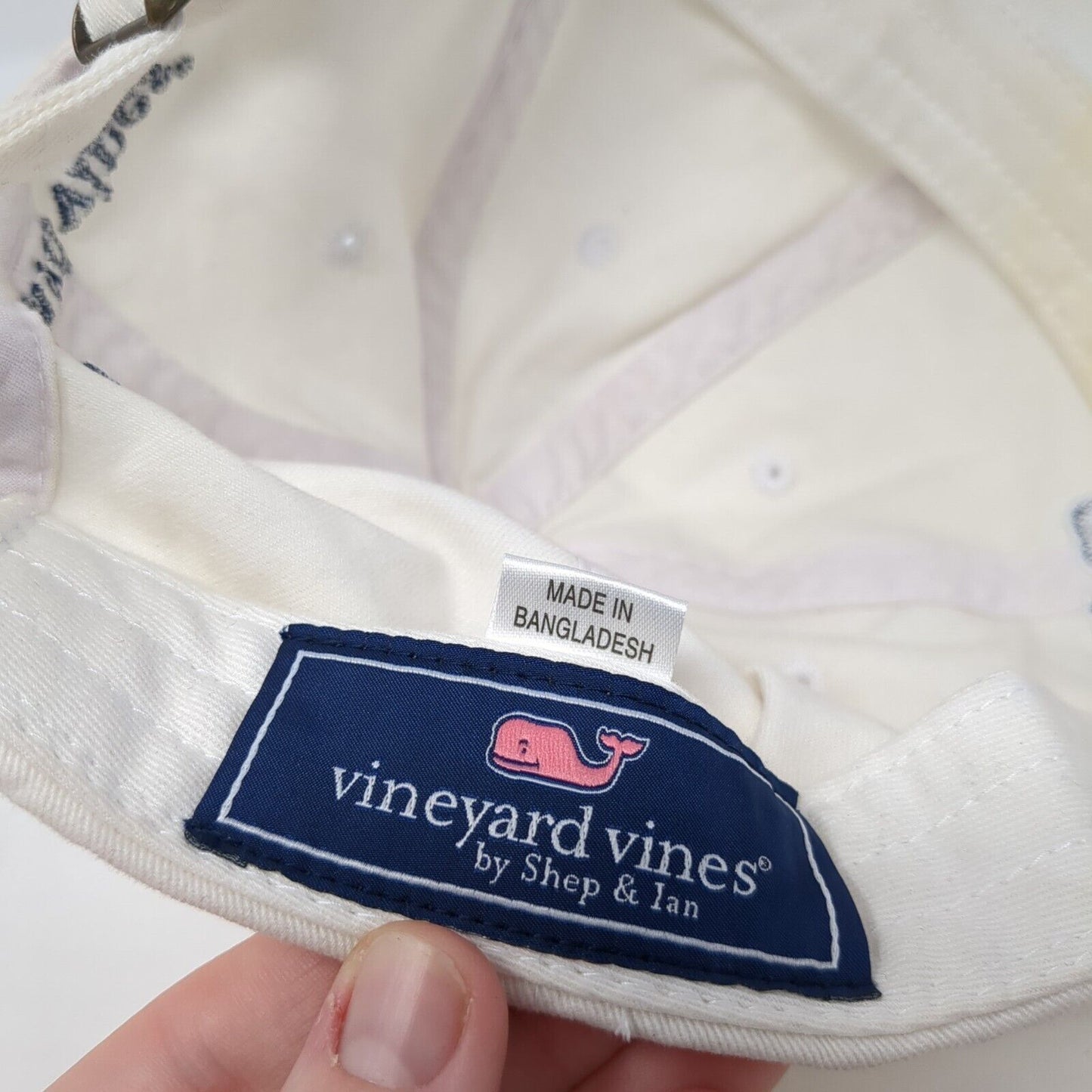 Vineyard Vines Slideback Hat White OS Adjustable Embroidered 6 Panel Cotton