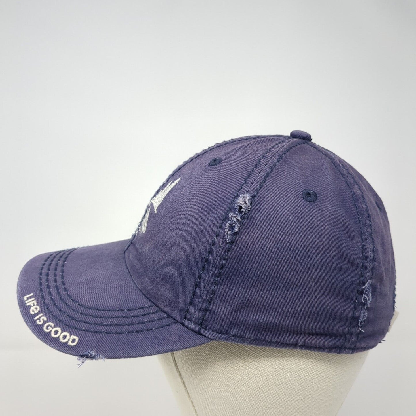 Life Is Good Slideback Hat Blue One Size Embroidered Solid 6 Panel