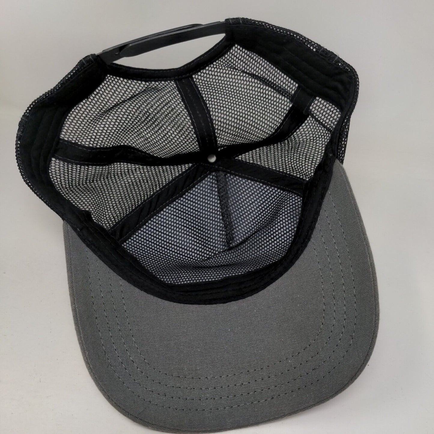 Goat Patch Snapback Mesh Back Trucker Hat Gray One Size Colorblock