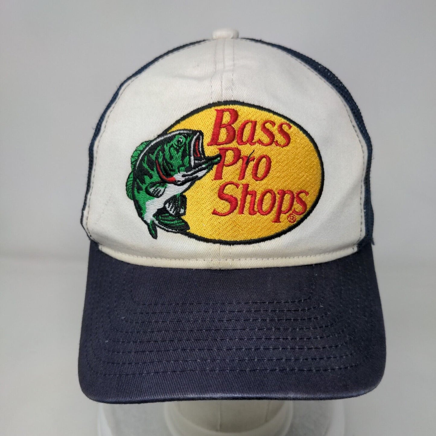 Bass Pro Shops Snapback Trucker Hat Blue OSFM Gone Fishing Embroidered