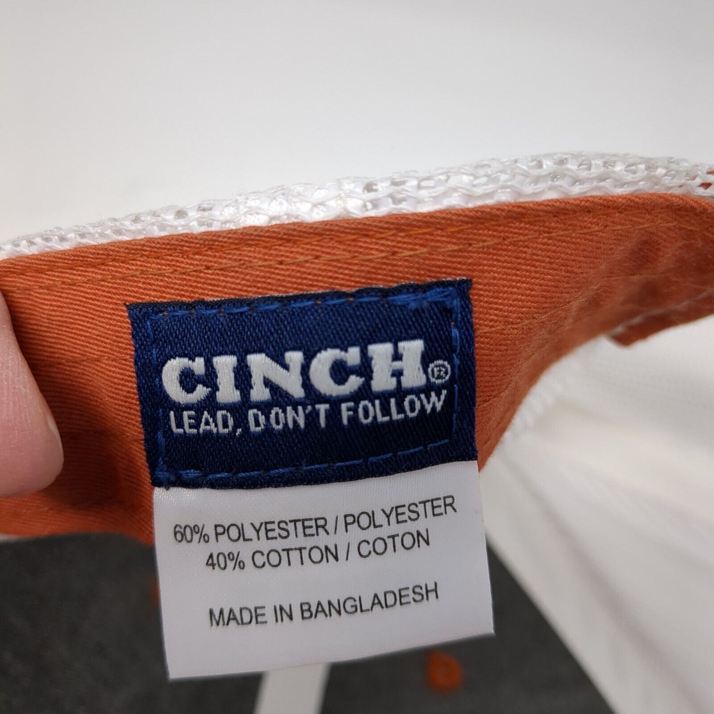 Cinch Brand Snapback Mesh Back Trucker Hat Orange One Size Adjustable