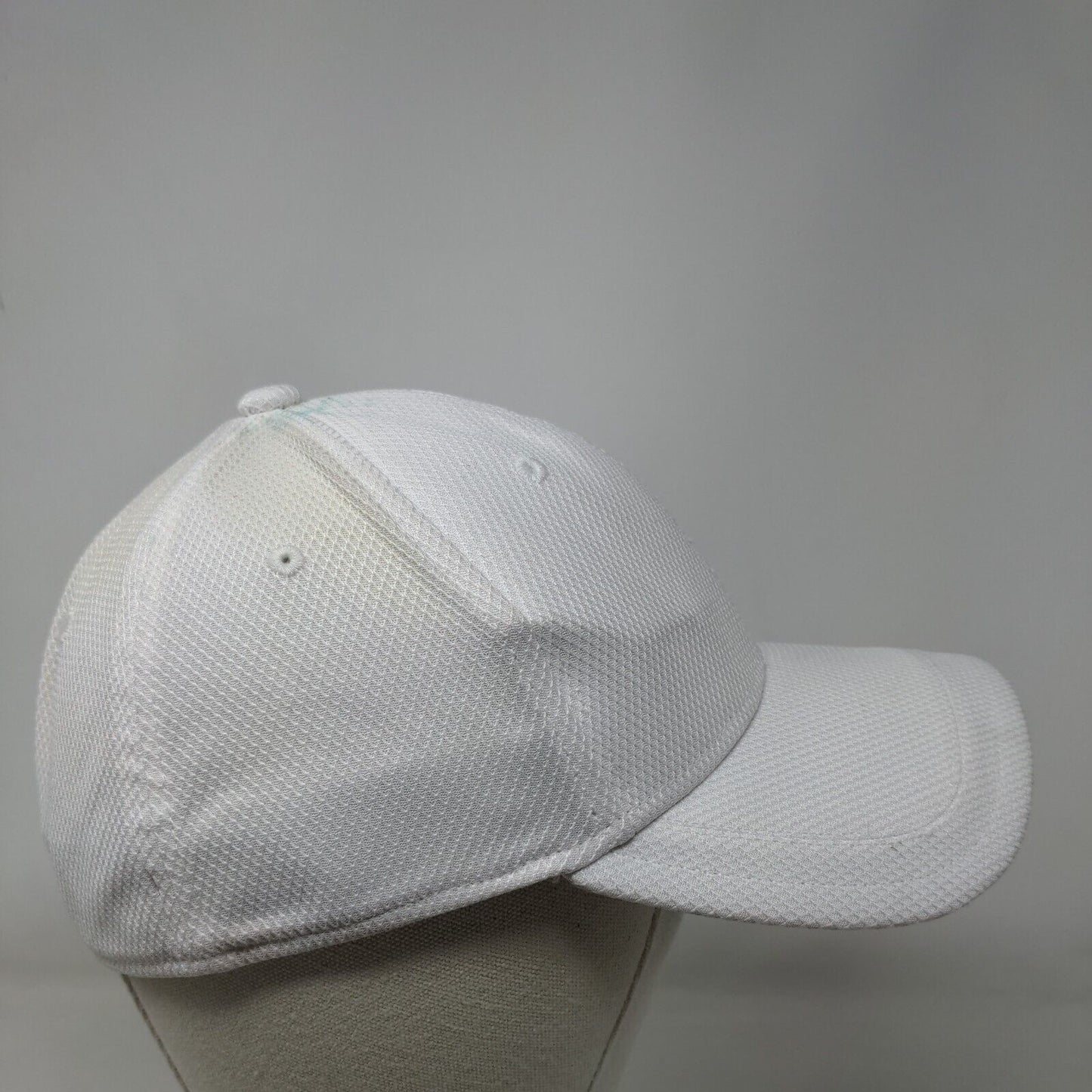 Adidas Fitted Hat White S/M Embroidered Logo A-Flex Vented Holes 6 Panel