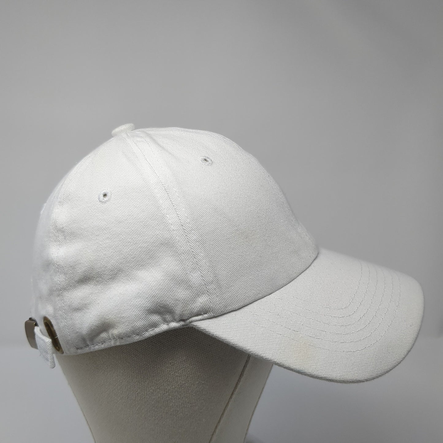 Eckos Slideback Baseball Cap White One Size Adjustable Vented Holes Blank