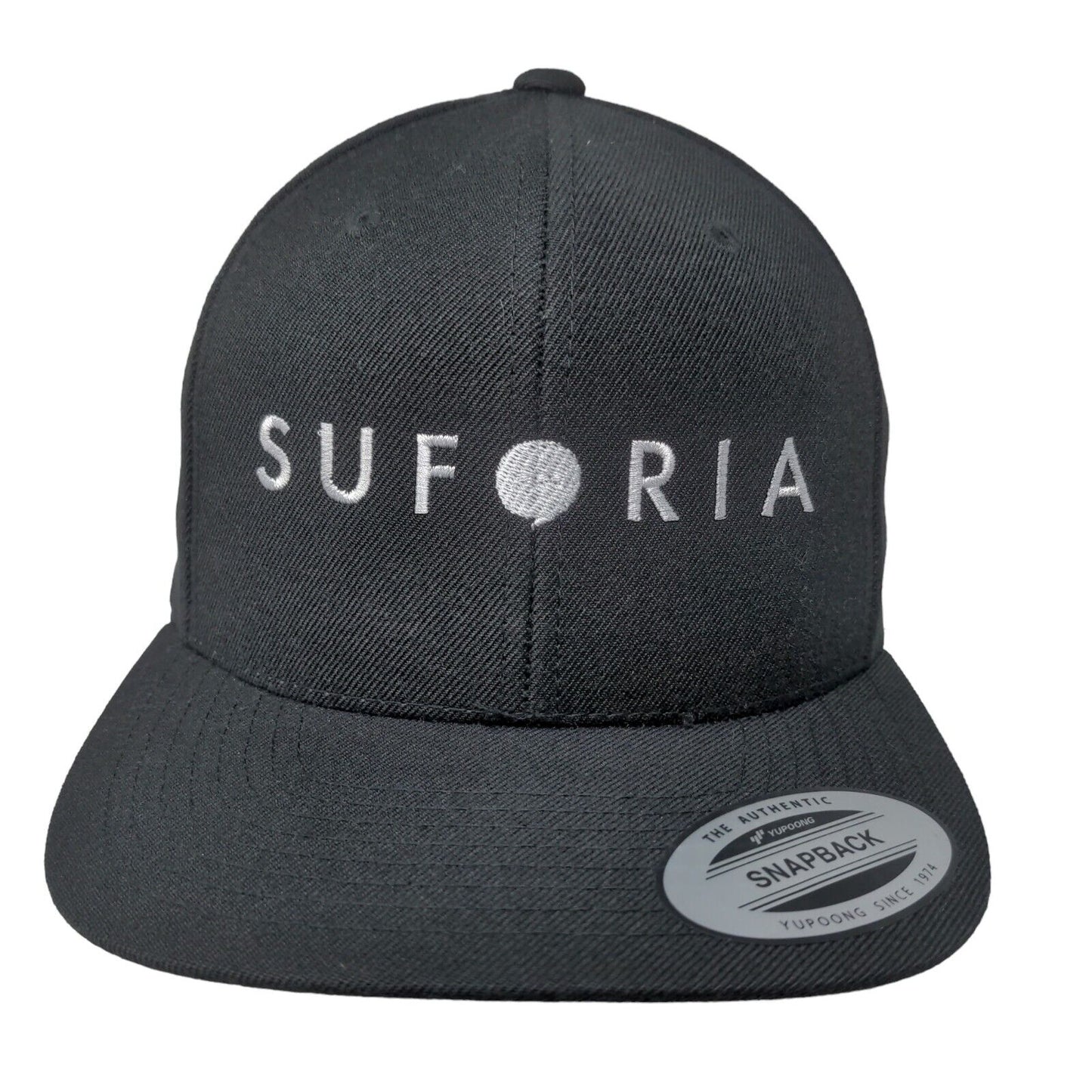 Suforia Snapback Hat Black One Size Embroidered Adjustable 6 Panel
