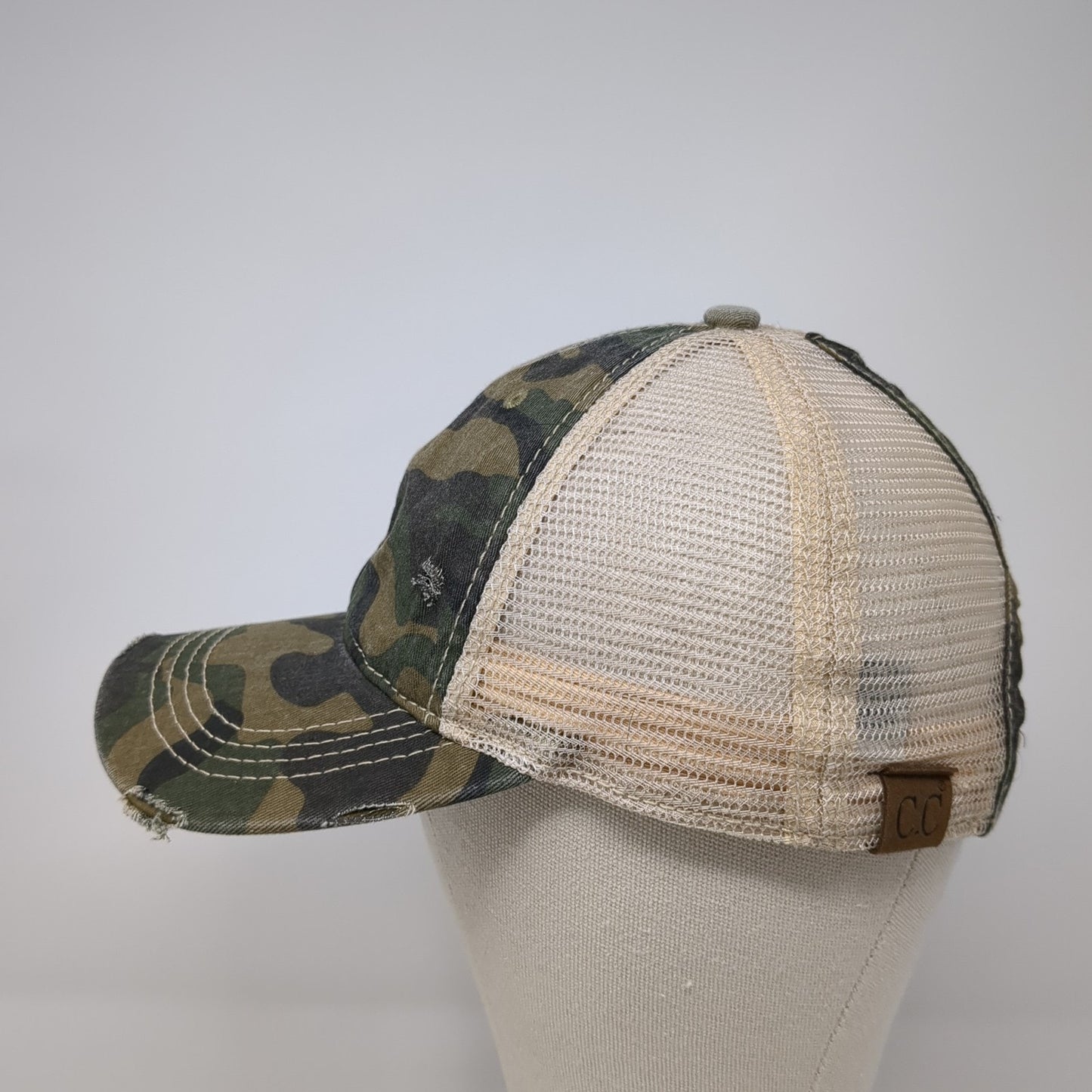 C.C Exclusives Strapback Trucker Hat Multi Camo One Size Ponytail