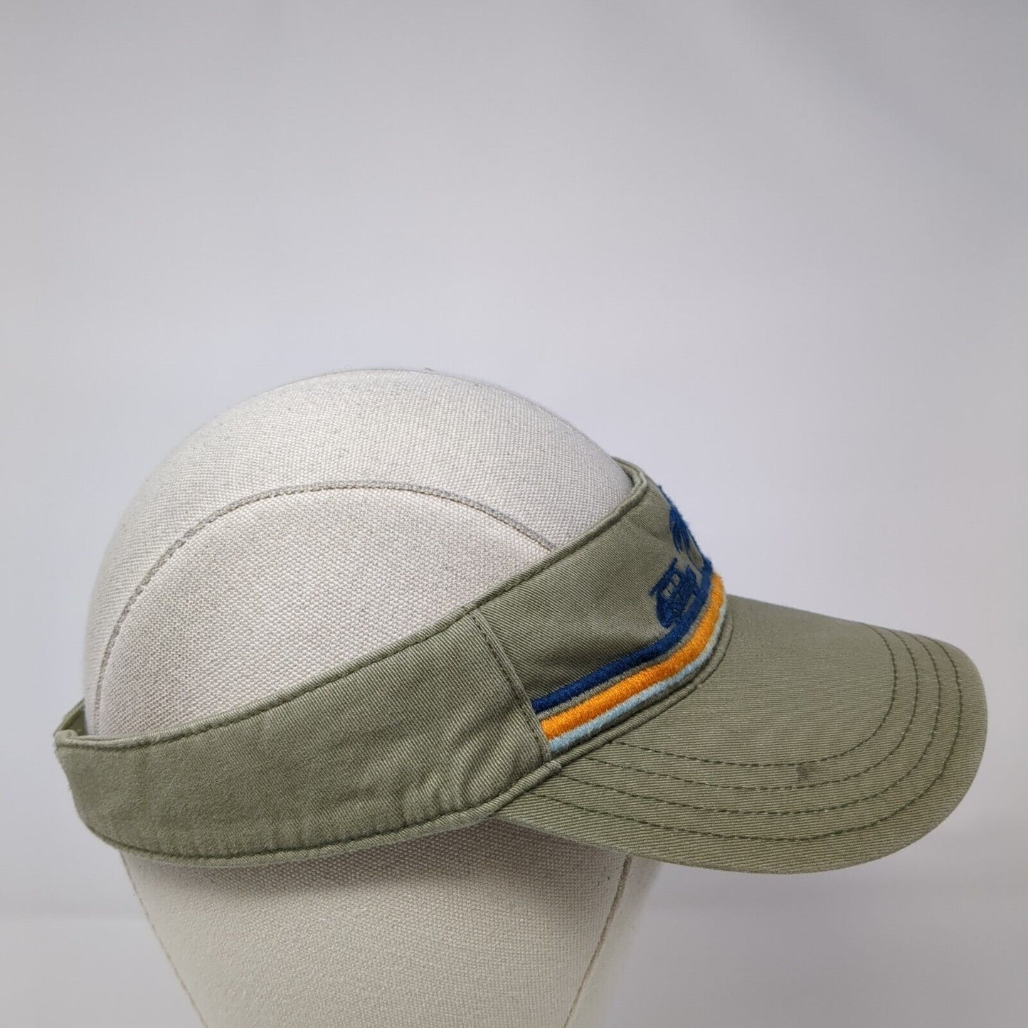 Gymboree Strapback Sun Visor Hat Tan One Size Embroidered Palm Tree Beach