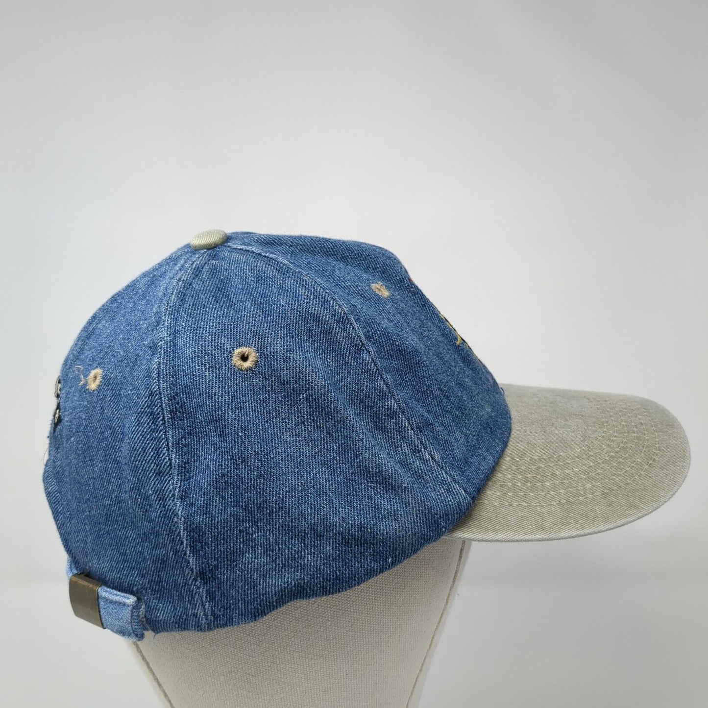 Riders Slideback Hat Blue One Size Adjustable Colorblock Denim 6 Panel